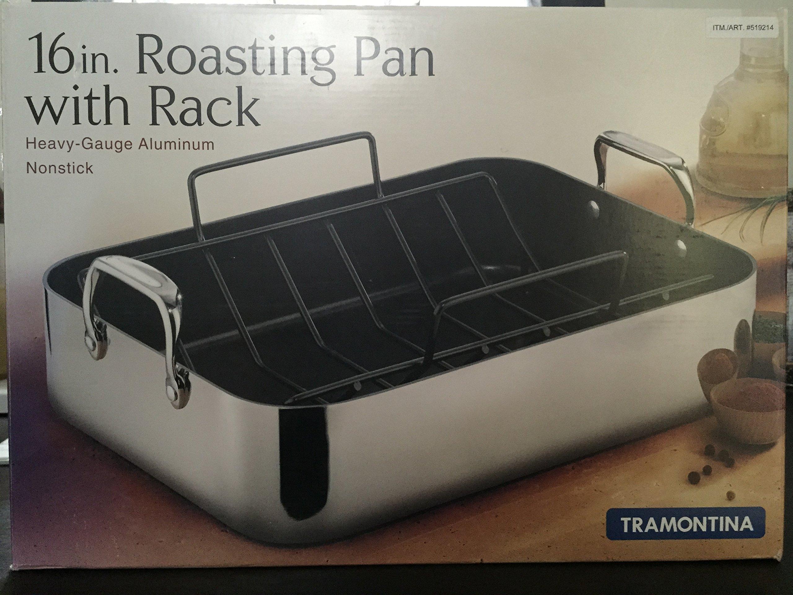 Tramontina Tramontina 16-Inch Heavy Guaged Polished Aluminum Roasting Pan with Removable Rack