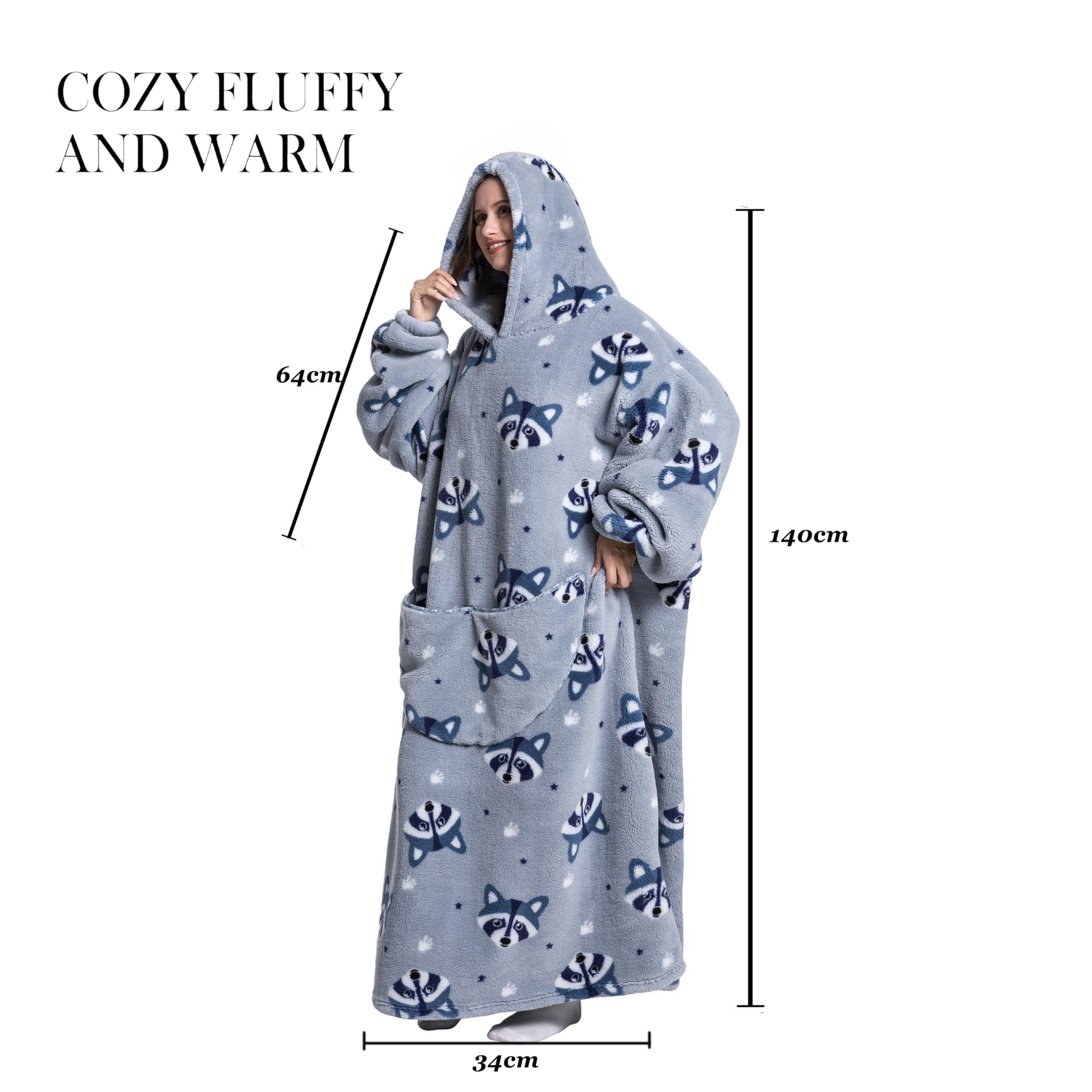 Fuhomejia Capecage Oversized Blanket Hoodie Extra Long Womens Blanket Hoodie Long Big Blanket Hoodie Wearable Blanket Hoodie Puppy (Fox)