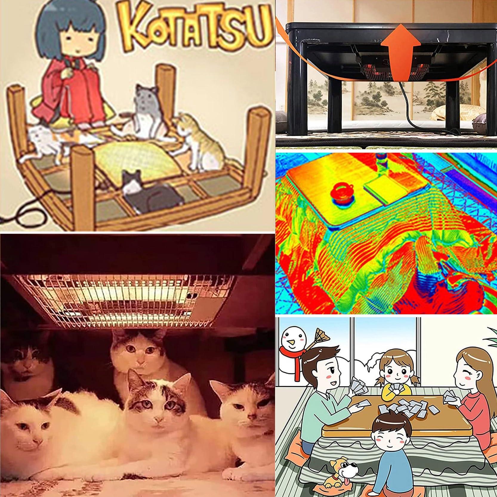 Yclty Kotatsu Heated Table, with Electric Heater, Japanese Furniture Low Table, Wood Coffee Small Side Tables, Low Table for Sitting on the Floor,Tatami Table Work Desk, four Seasons,Easy to Assemble ( Colo