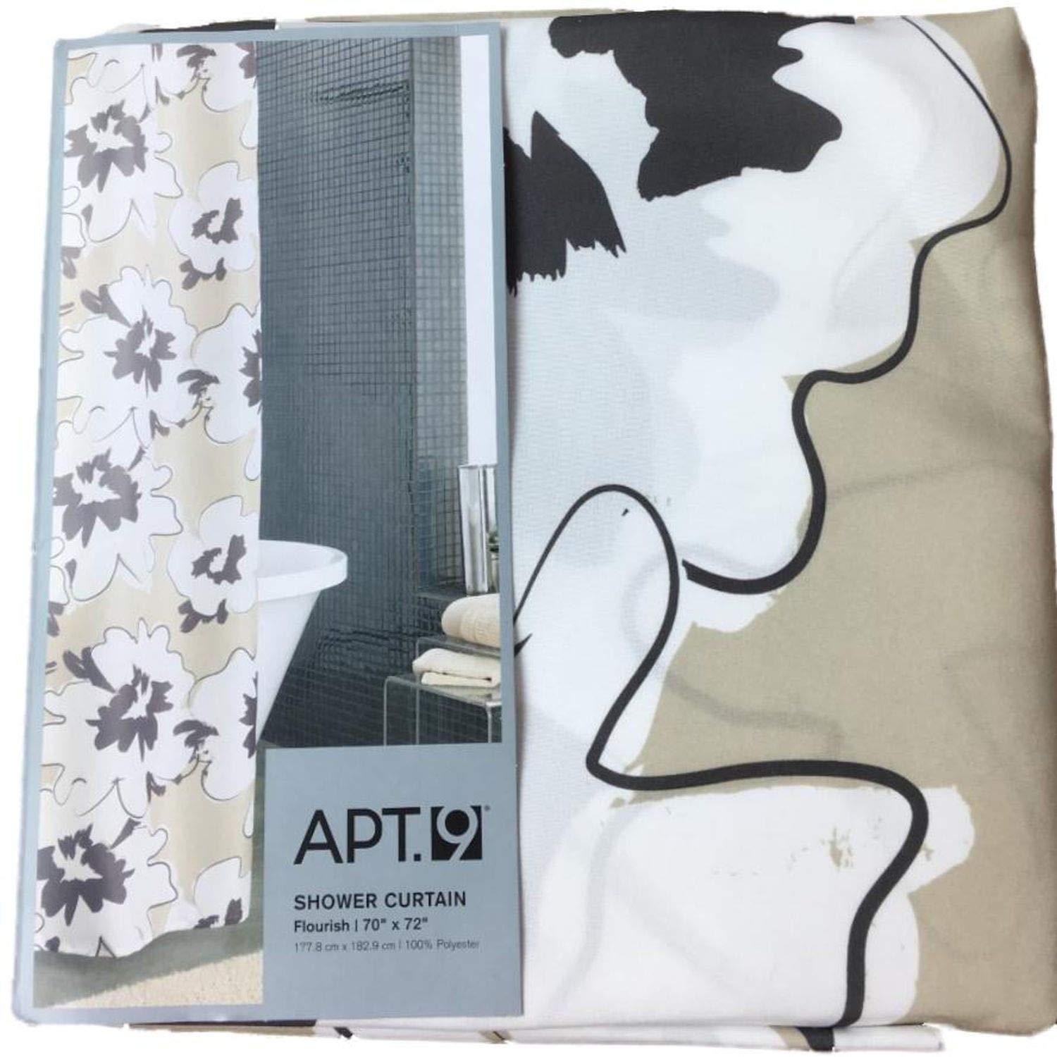 APT.9 Apt 9 Brown Floral Fabric Shower Curtain Pretty Flower Bath