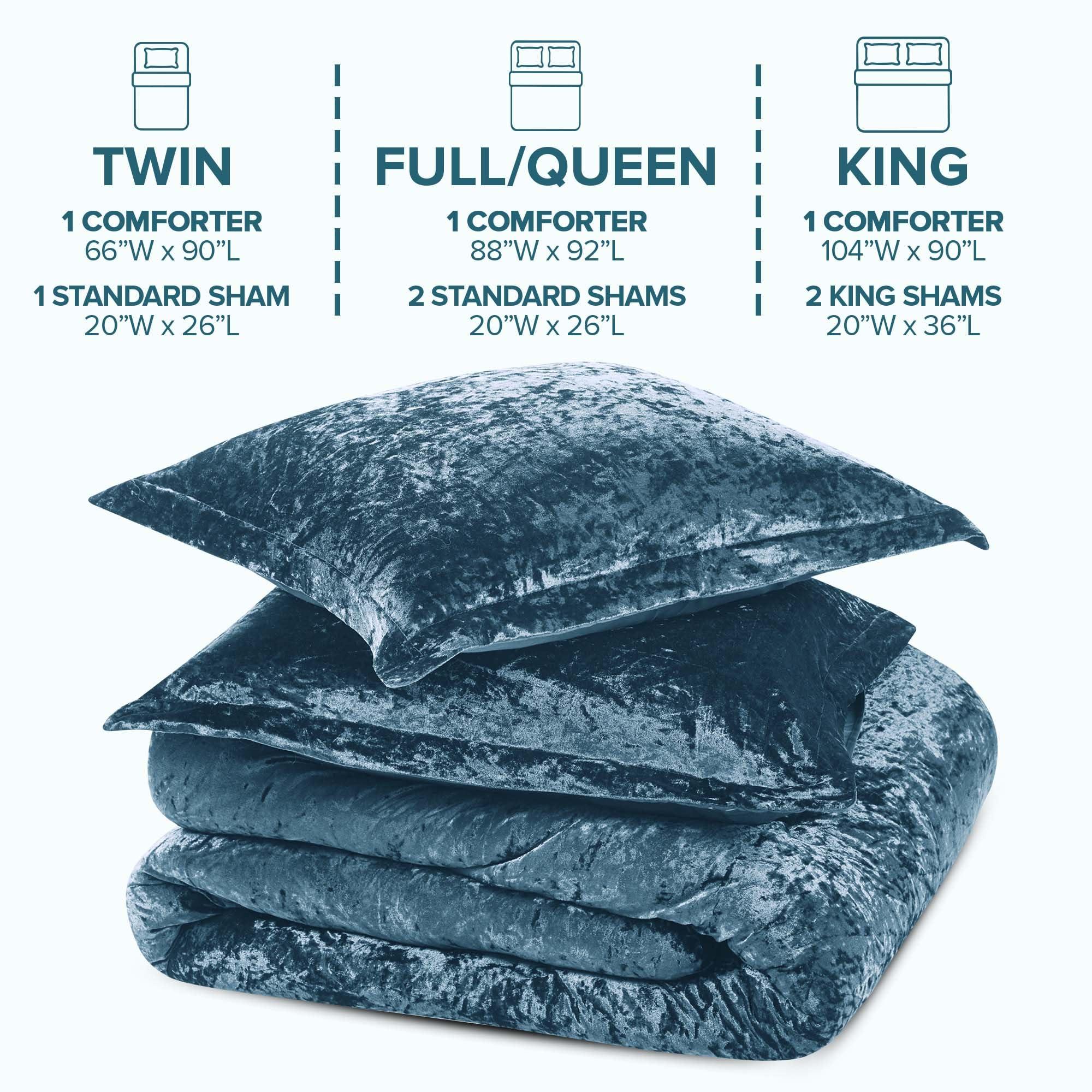 Comfort Spaces Comfort Spaces Juliette Luxe Comforter Set Velvet Lush with Soft Brushed Microfiber Reverse, All Season Cozy Velvet Bedding Sets, Fluffy Comforter Bed Set, Matching Sham, Teal Twin/Twin XL 2 Piece