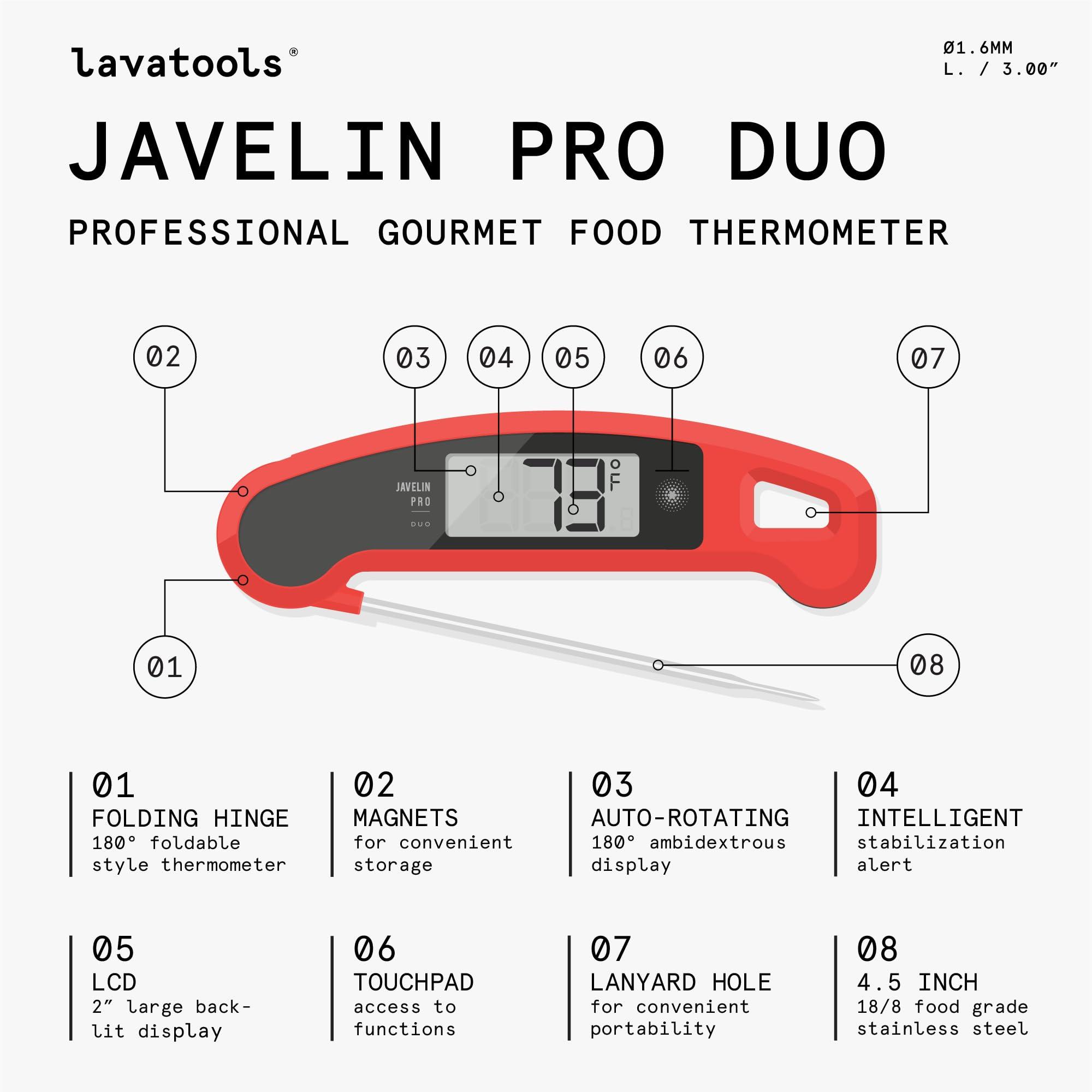 Lavatools Lavatools Javelin PRO Duo Ultra-Fast 1-Second Professional Digital Instant Read Meat Thermometer for Grill and Cooking, Auto-Rotating Backlit Display, IP65 Water Resistant, NSF Certified Sesame