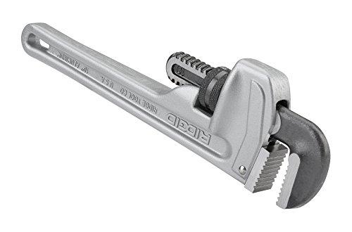 RIDGID RIDGID 31090 Aluminum Straight Pipe Wrench, 10\" Sturdy Plumbing Wrench with Self Cleaning Threads and Hook Jaws