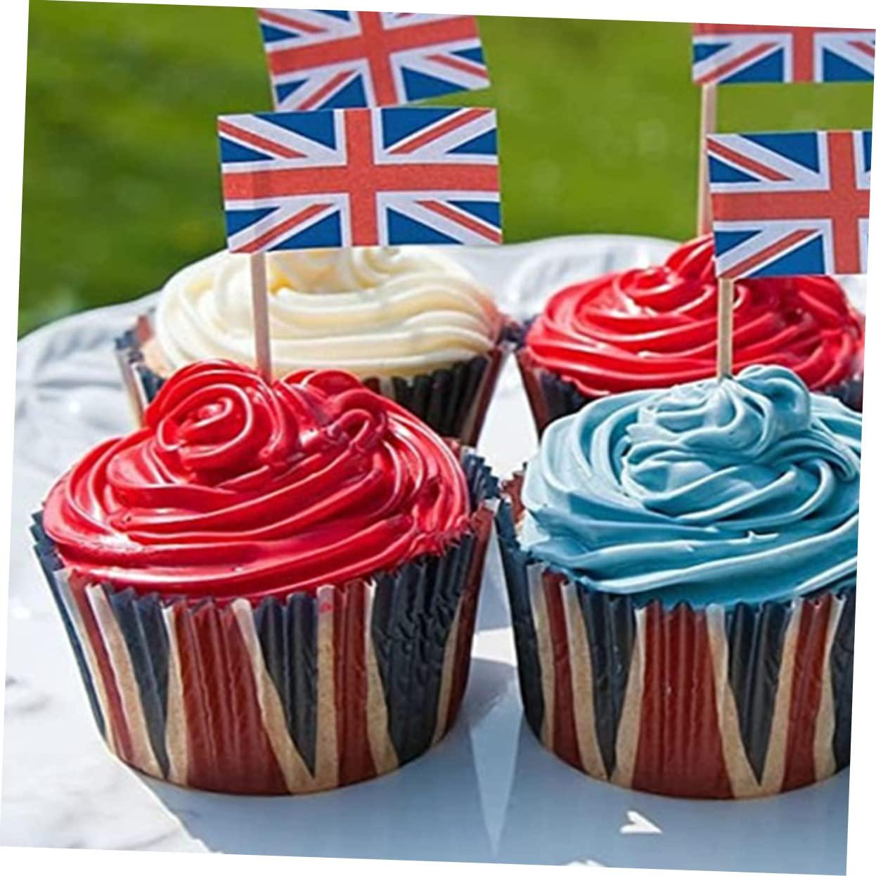 CATIEBYE CATIEBYE Heatproof 200pcs Union Jack Cake Cups British Flag Baking Muffin Cases Paper Liners for Baking Snacking