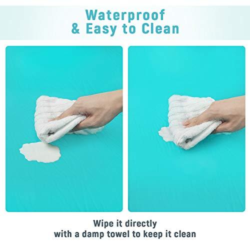 Minne Baby Minnebaby Hexagon Playpen Mat Compatible with Graco Traveler Playard & Regalo Play Yard, Self Inflating Playard Pad, Comfortable and Portable Playmat with Carrying Bag - Blue