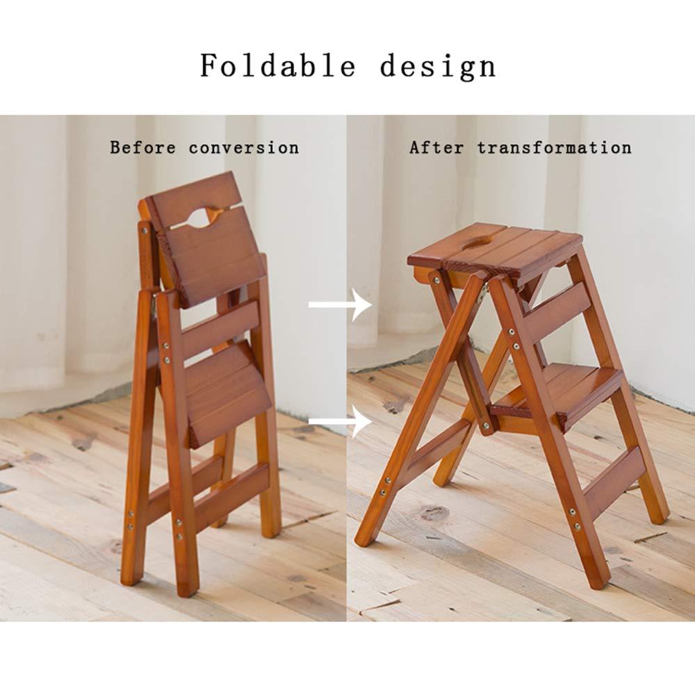 necessities Ladder Home Two-Story Ladder Shelf-Foldable Telescopic/Convenient Storage, Environmentally Friendly Solid Wood Ladder Wooden Folding Ladder