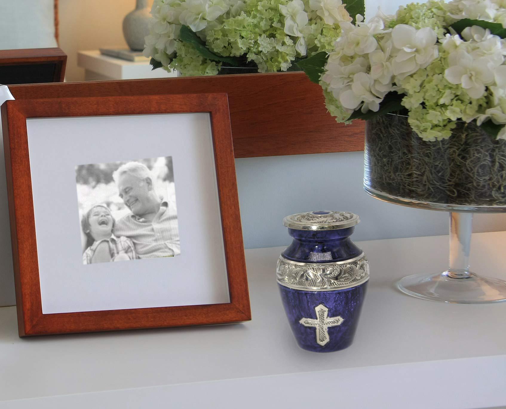 COMMEMORATIVE CREMATION URNS Purple Cross Cremation Urn for Ashes for Women - Personalized Cremation Urns for Human Ashes Adult Female Decorative Urns - Beautifully Handcrafted Set of 4 Small Urn for Ashes for Women