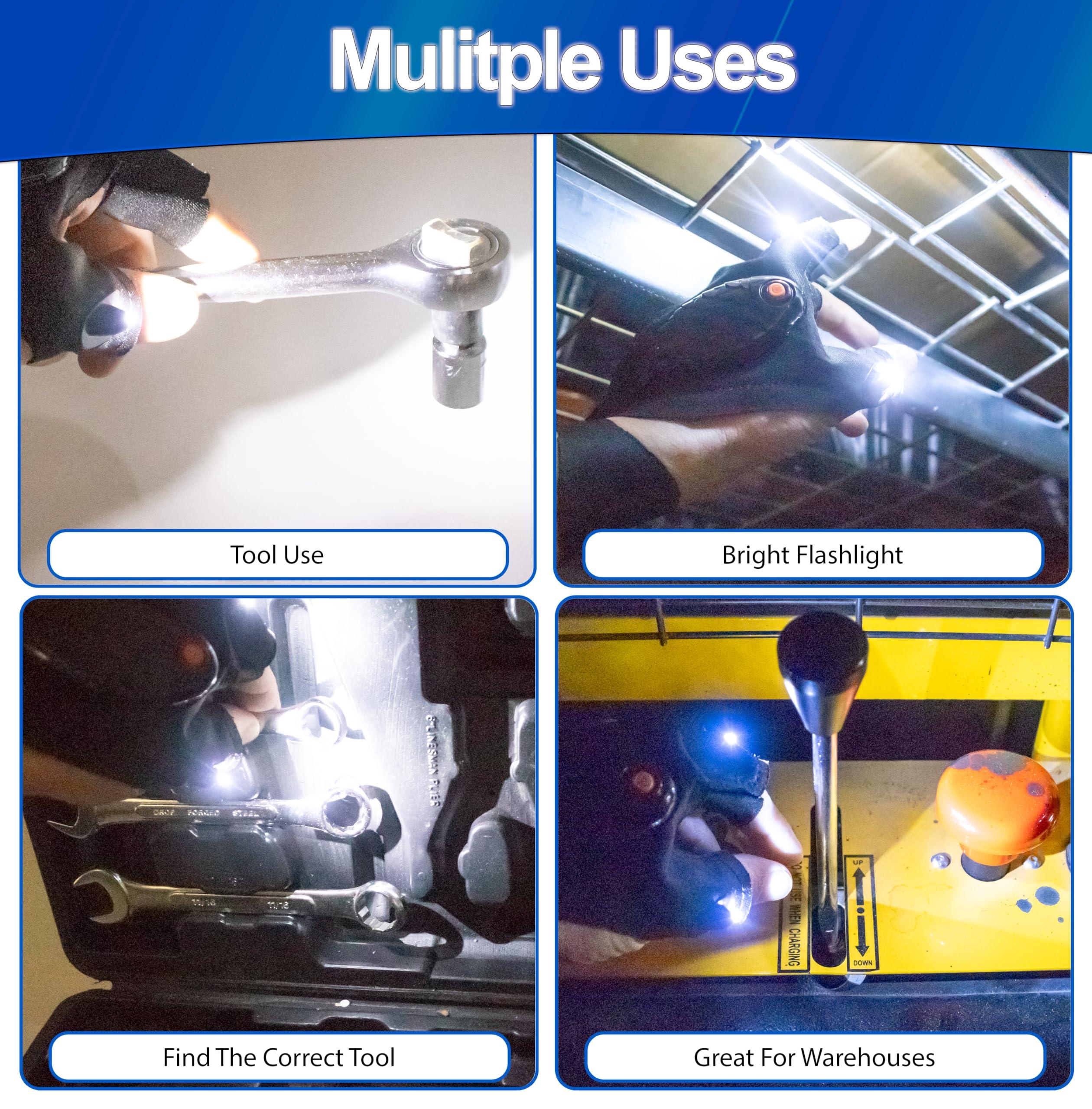 5 STAR SUPER DEALS 5 STAR SUPER DEALS LED Flashlight Finger Gloves - USB Rechargeable, Hands-Free, Comfortable Waterproof Finger Light Gloves for Mechanics, Outdoor Work, Fishing Gloves and More (1)