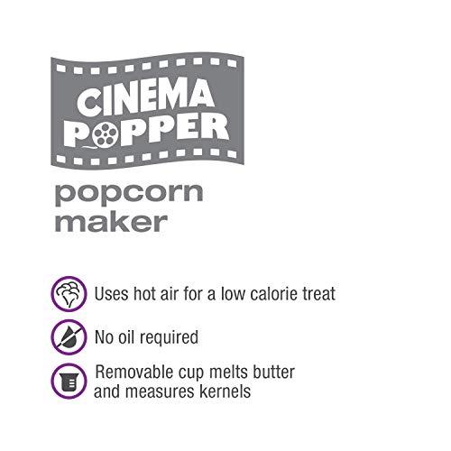 Salton Salton Cinema Hot Air Popper Popcorn Maker Oilfree Low Calorie Popcorn with Bonus Cup to Measure Kernels and Melt Butter, Convenient Countertop Design, Durable & Easy to Use, Red (CP1428R)