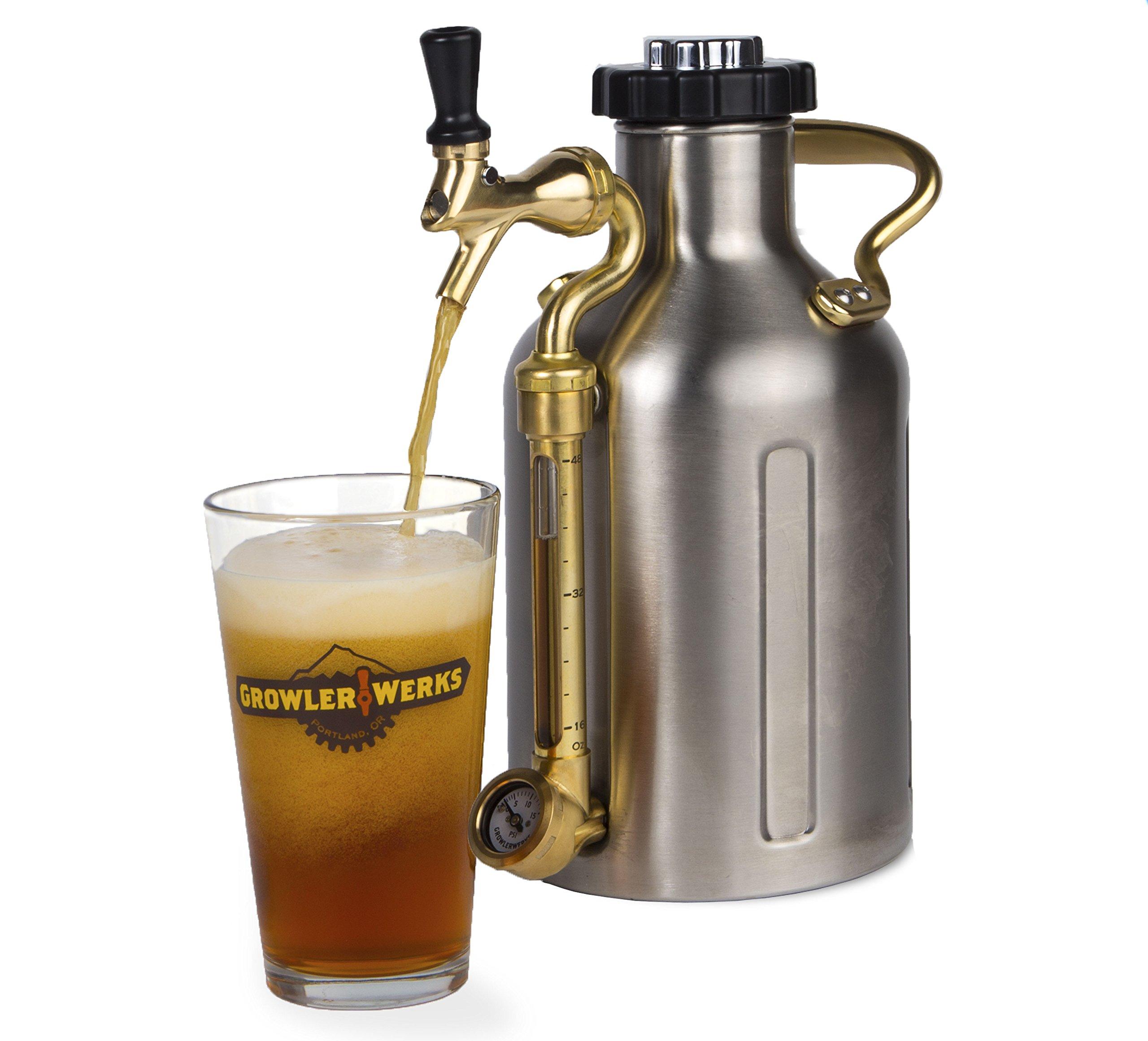 GrowlerWerks GrowlerWerks uKeg Carbonated Growler-Great Gift for Beer Lovers, 64 oz, Stainless Steel