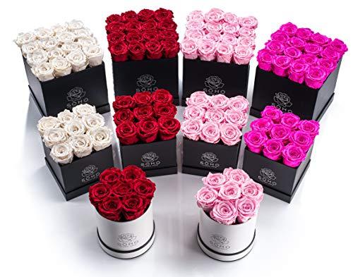 SOHO FLORAL ARTS SOHO FLORAL ARTS | Roses Preserved Flowers | Genuine Roses that Last for Years | Flowers for Delivery Roses in A Box (Black Box, Red Roses) | Mothers Day Gifts