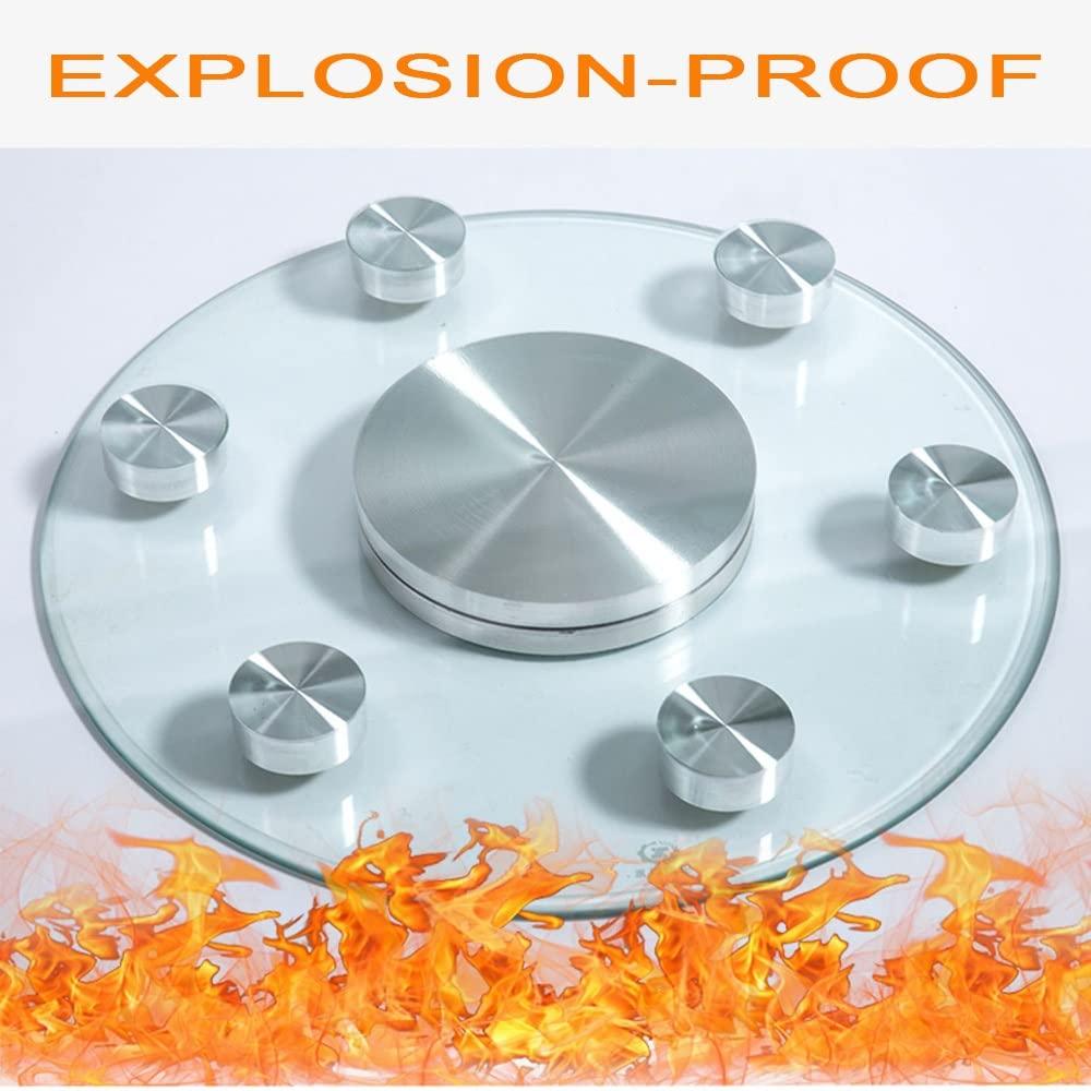 WEBUP WEBUP Large Glass Lazy Susan Table Turntable Rotating Tray Tabletop Serving Tray Clear Glass Serving Tray For Kitchen Island, Diameter: 60cm-100cm (Size : 24in/60cm)