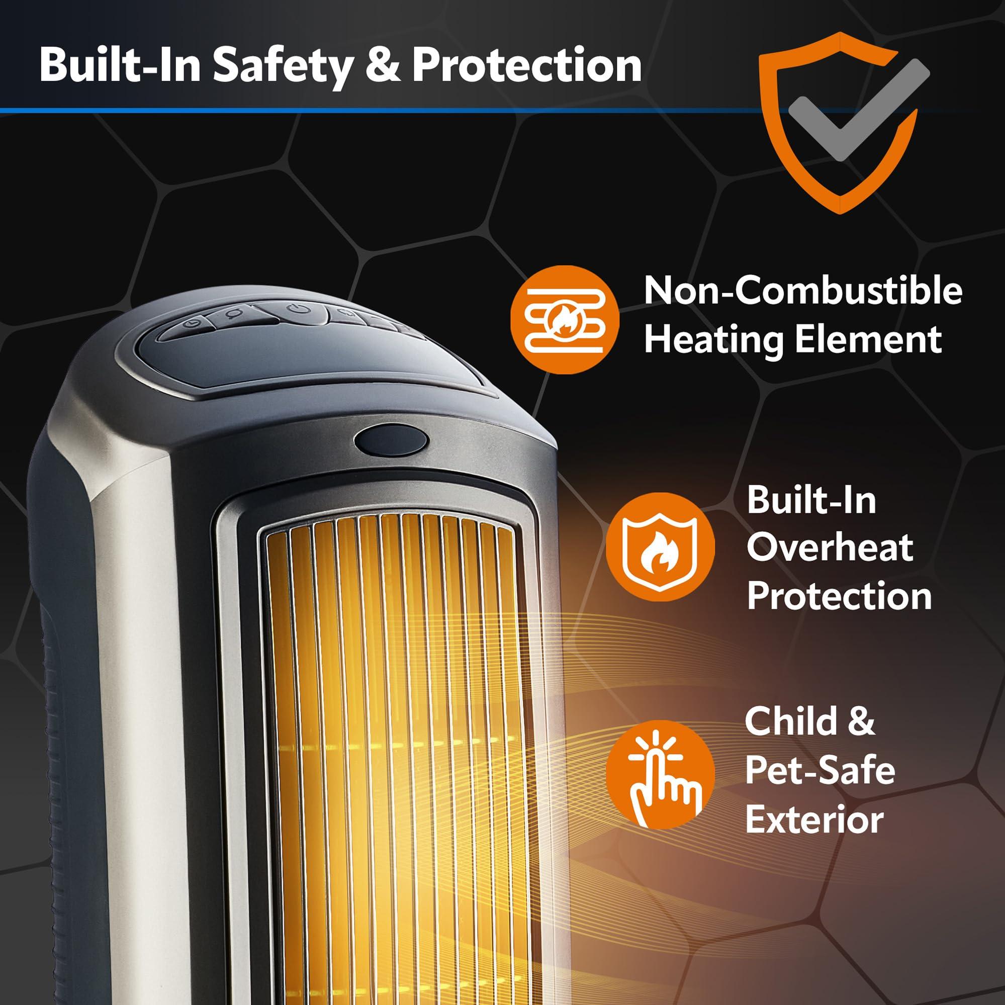 Lasko Lasko Oscillating Digital Ceramic Tower Heater for Home with Adjustable Thermostat, Timer and Remote Control, 23 Inches, 1500W, Silver, 755320, 8.5L x 7.25W x 23H, Silver