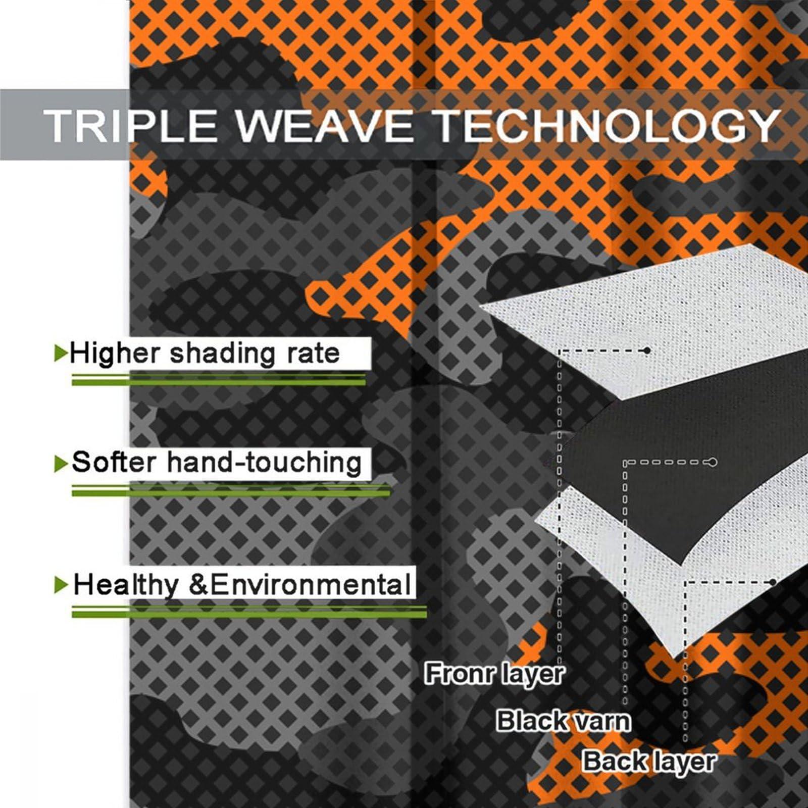 JretailAx Abstract Orange Black Grey Camo Curtains - Modern Hunting Theme Military Room Decor Army Camouflage Window Treatment,Energy Saving Thermal Insulated Grommet Top Blackout Curtains 84L x 42W,2 Panels