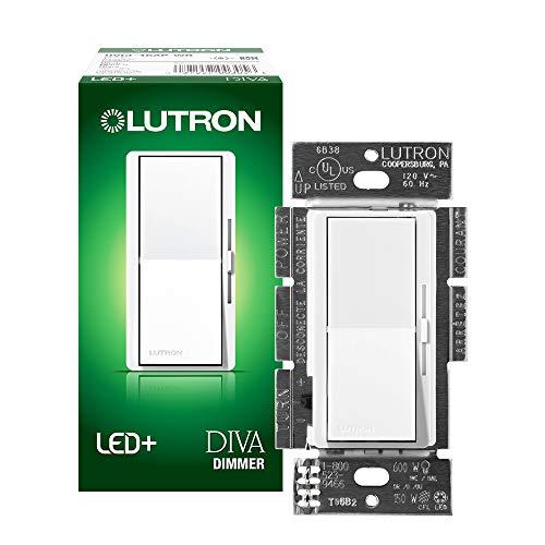 Lutron Lutron Diva LED+ Dimmer Switch for Dimmable LED, Halogen and Incandescent Bulbs, Single-Pole or 3-Way, DVCL-153P-WH, White