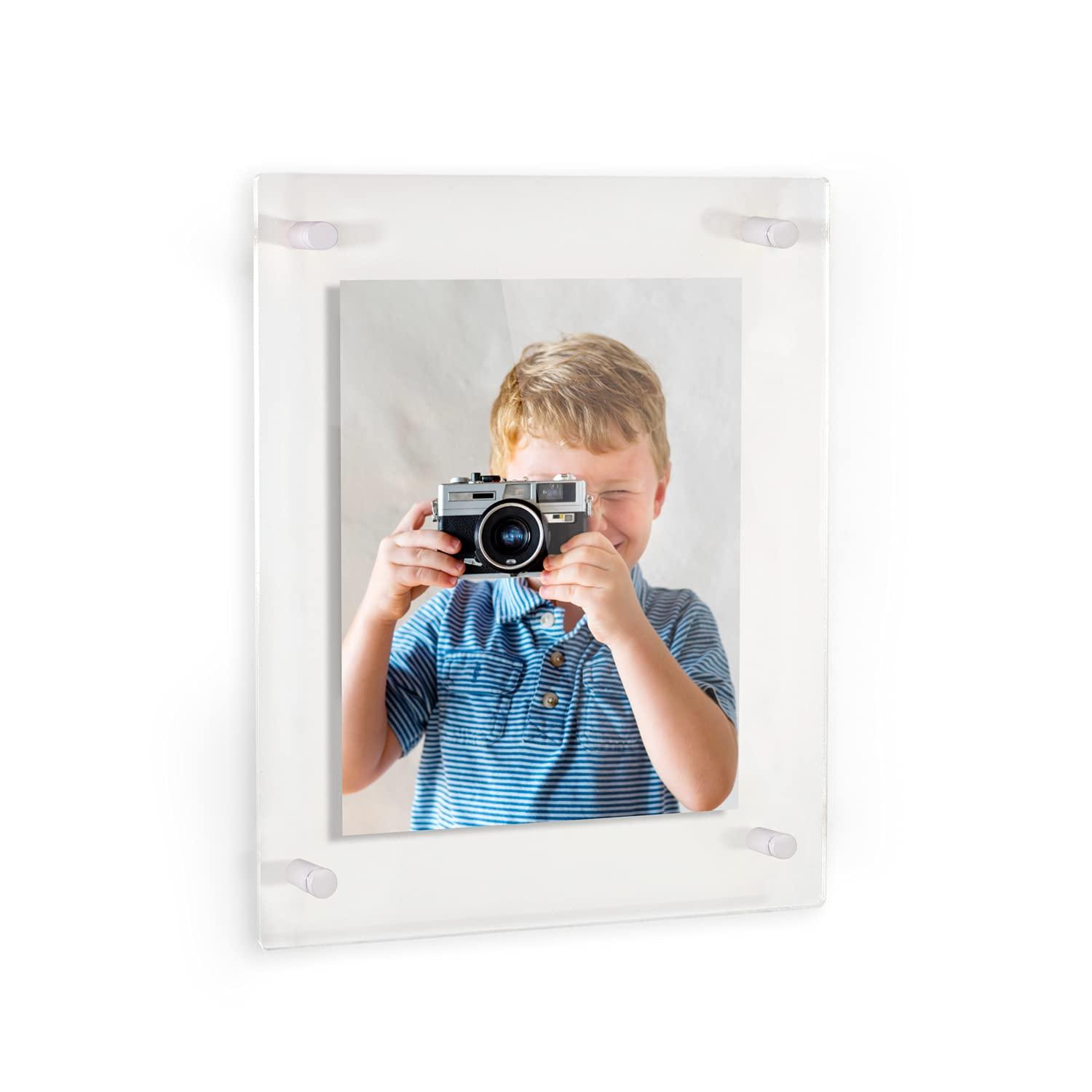 ArtToFrames 27 x 39\" Contemporary Acrylic Floating Frame: Elevate Your Art and Photos in Style - Featuring 19x25mm White Acrylic Standoff for Wall Mounting.