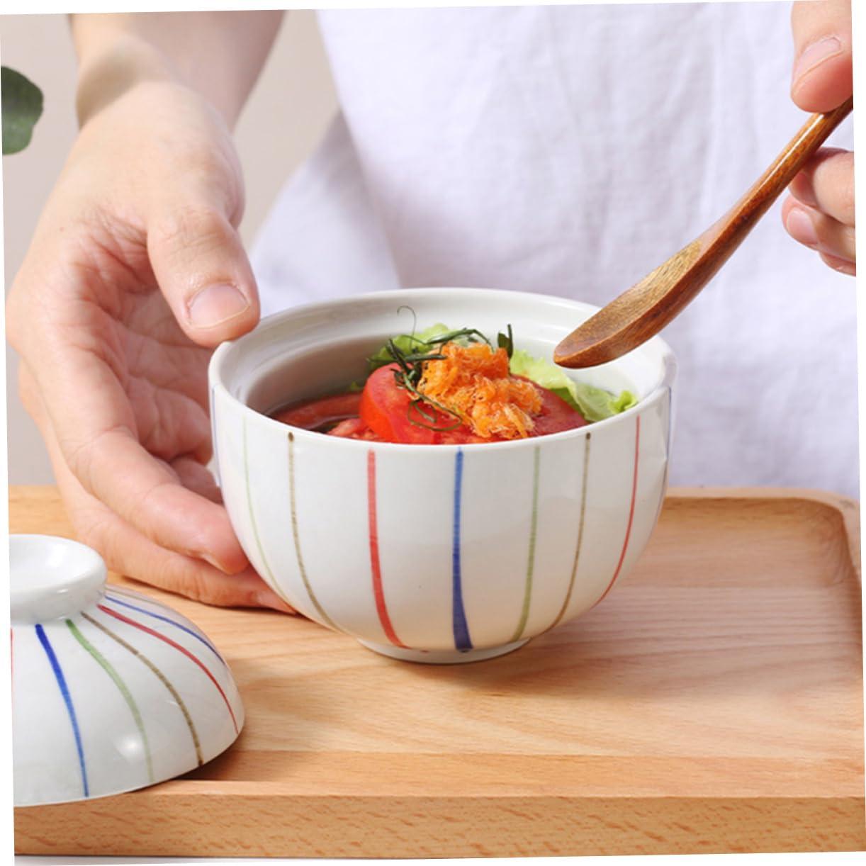 LABRIMP LABRIMP 1 PC Ceramic Steamed Egg Bowl Muffin Casserole Pot with Lid Mixing Bowl Tin Decorative Bowl Pans Kettle Bowls with Lids Rattan Food Containers with Lids Ceramic Tableware Ceramics