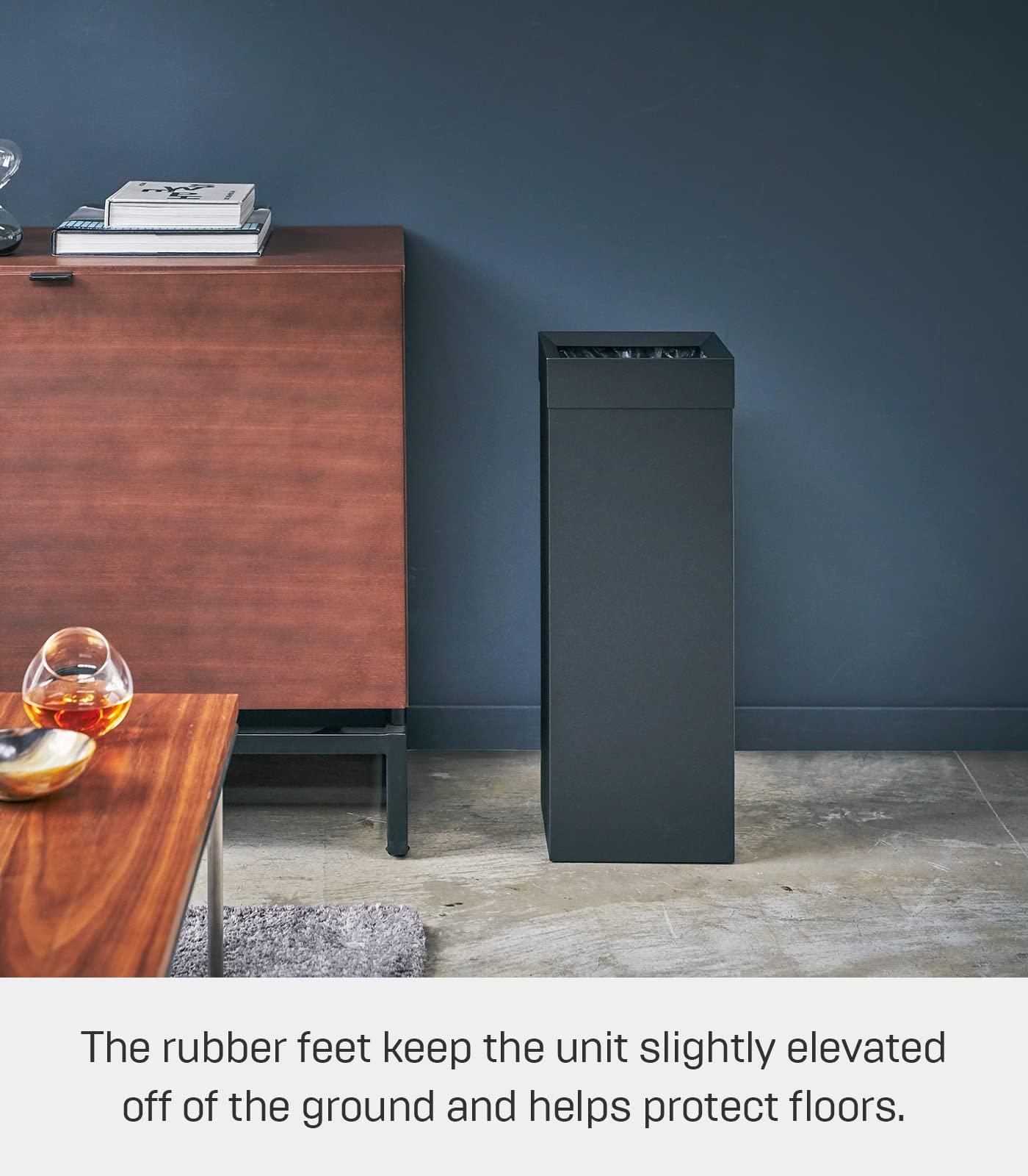 YAMAZAKI Yamazaki Home Tower Tall Trash Can - Modern Garbage Waste Basket With Handle For Kitchen Bathroom Office - Steel - 7.25 Gallons, 27 Liters