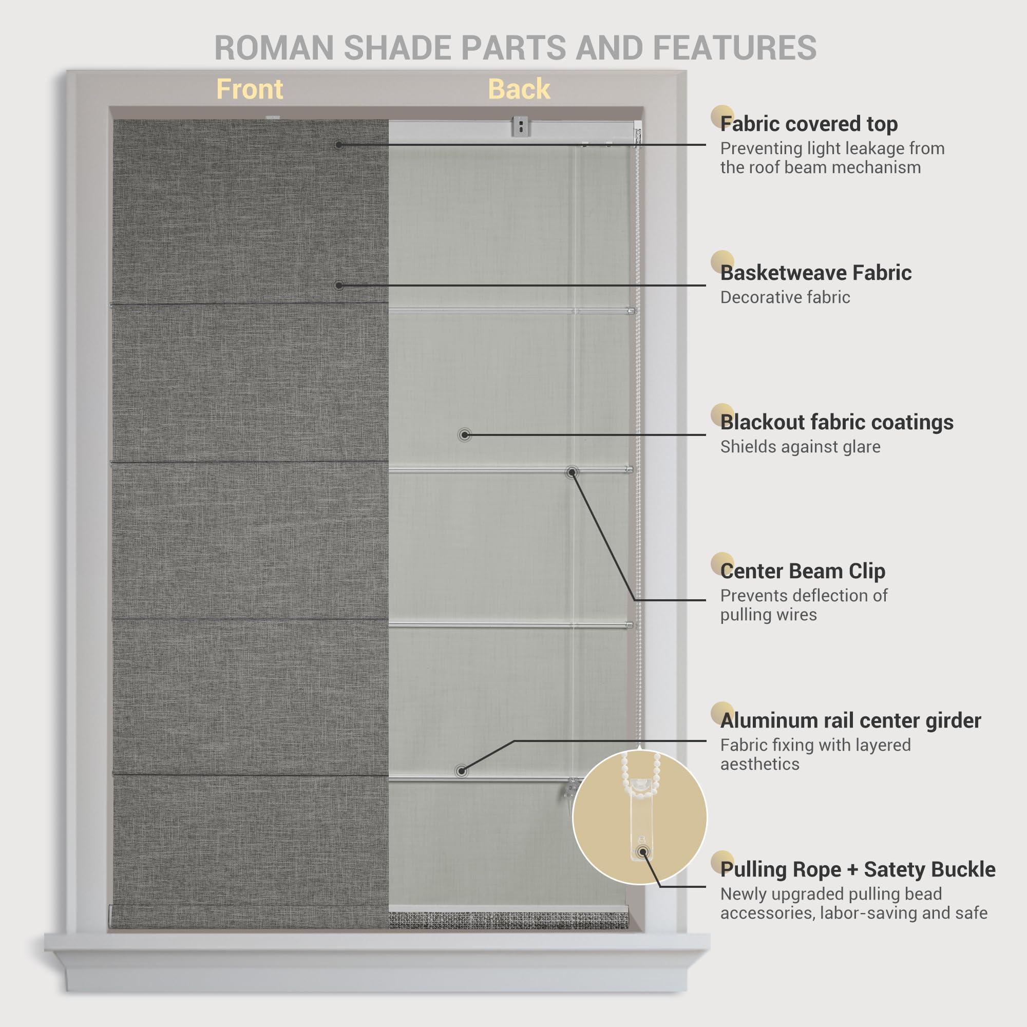 HOTSOON HOTSOON Blackout Roman Shades for Window, Linen Roman Window Shades, Custom Washable Fabric Roman Blinds, Thermal Insulation UV Protection for Home Living Room Loft, Mixed Coffee,22-23" W x 73-80" H
