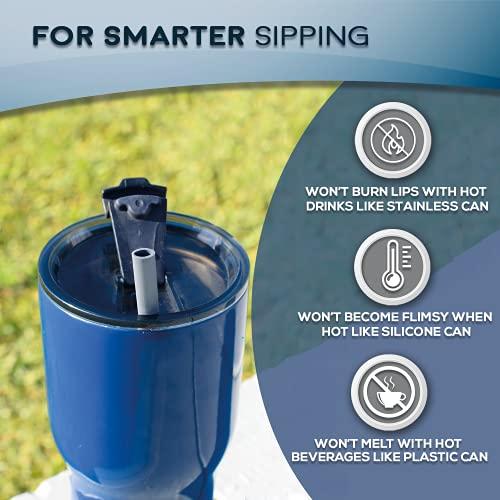 HotSips HotSips Reusable Drinking Straws - Ergonomic Shape Made in the USA - Tumblers & Cups 12-40 oz - Fit for Hot and Cold Beverages, Water, Coffee, Tea - Portable Travel Case - (2 Medium 2 Large)