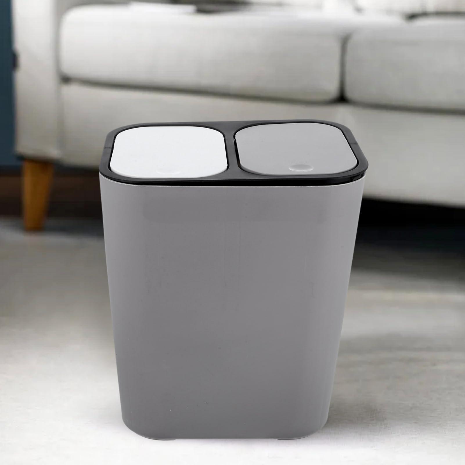 Veemoon Veemoon 15 L Kitchen Trash Can Dual Compartment Recycle Trash Can Open Double Garbage Bin Bucket Dry Wet Classified Wastebasket Rubbish Bin Liter Bin for Office Bathroom Home School Bedroom