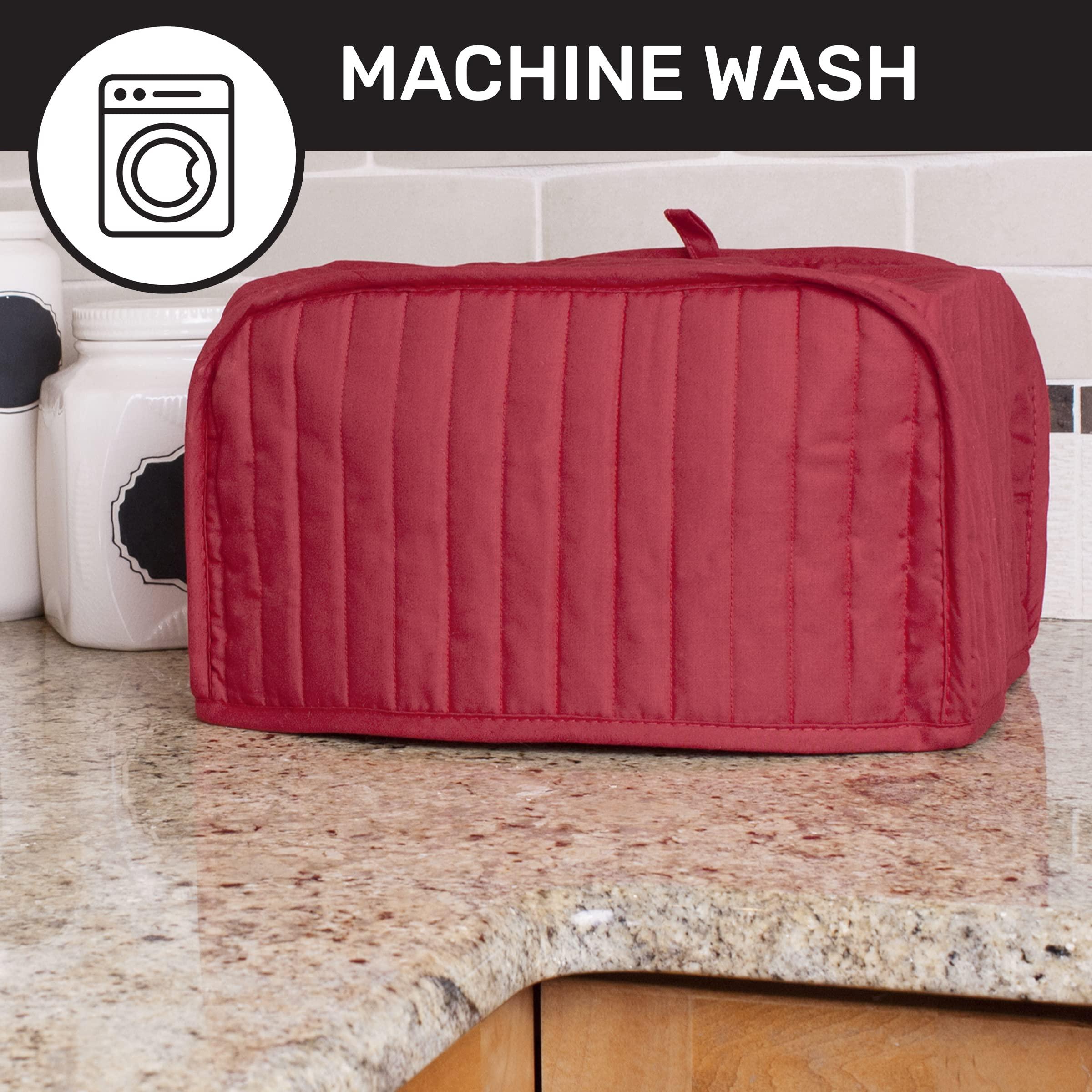 Ritz Ritz Premium Universal Four Slice Toaster Cover, 11.25\" x 7.25\" x 10.5\", Polyester and Cotton Quilted, Fingerprint Protector, Super Soft Appliance Cover And Dust Cover, Paprika Red