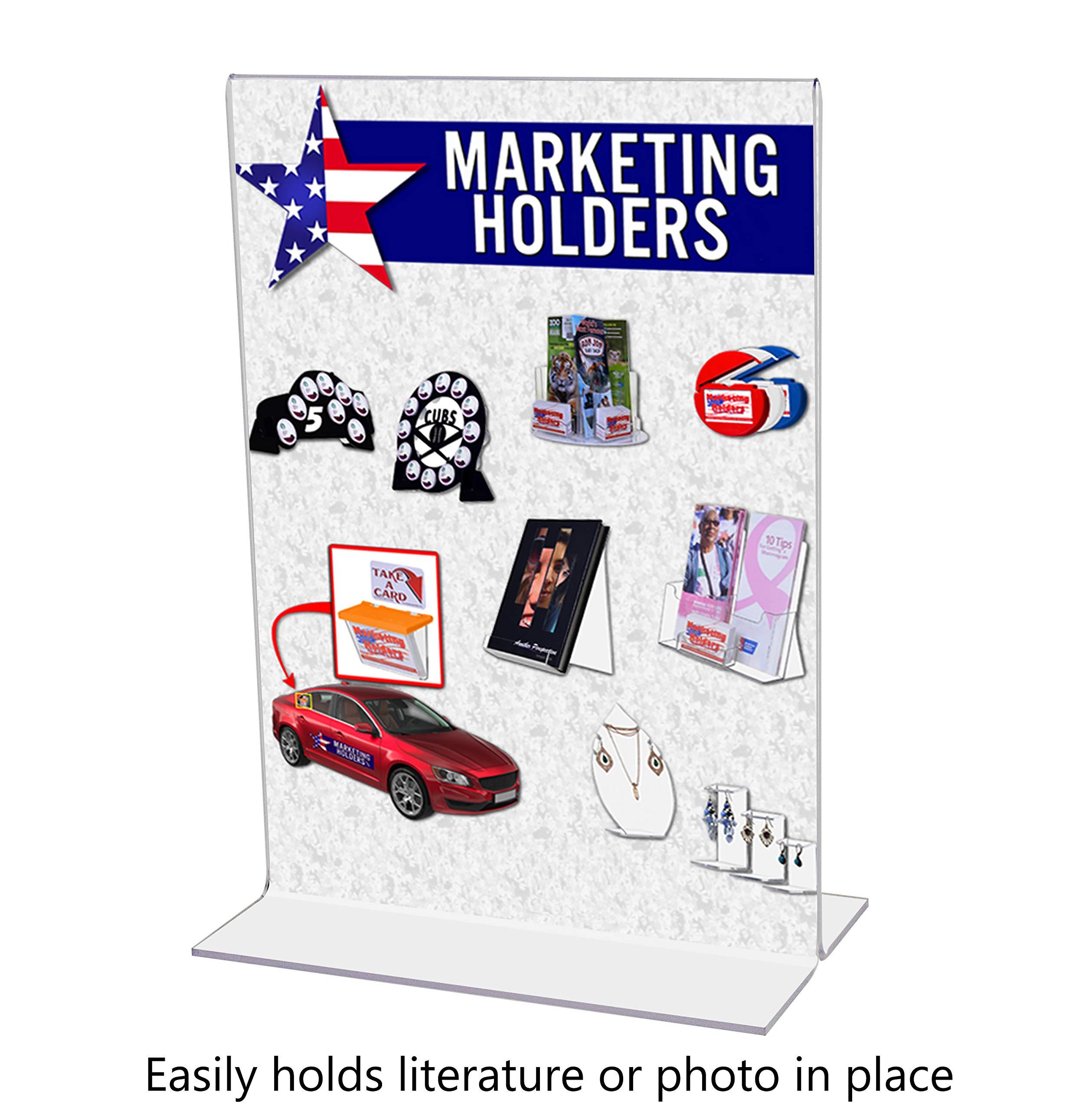 Marketing Holders 6 Pack Sign Holder 5.5 x 8.5 Inch Double Sided Clear Acrylic Frame for Countertops Vertical Literature Menu Pricing Deli Bottom Loading Table Tent Display by Marketing Holders