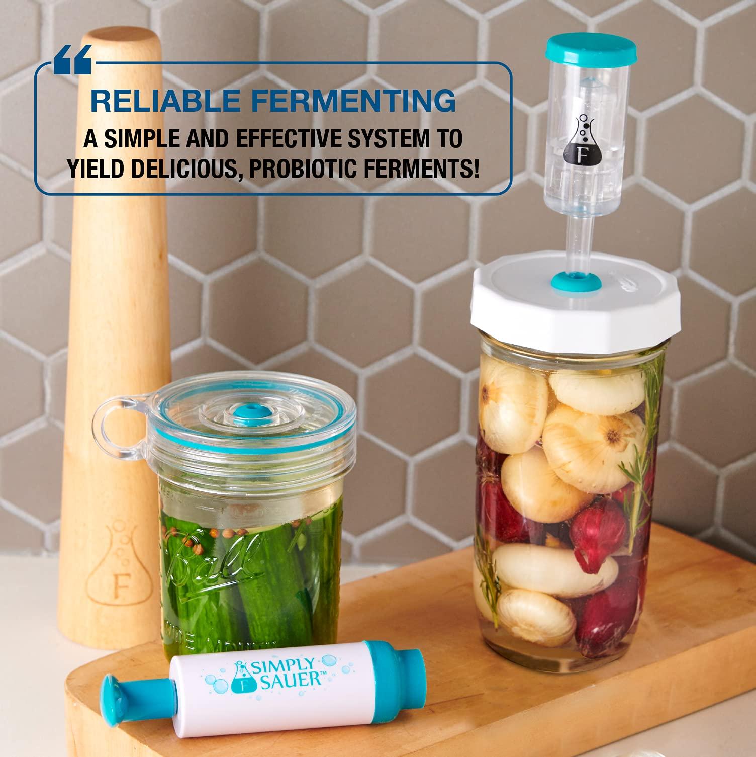 Fermentology Fermentology Sauer System Fermentation Airlocks – Lids, Grommets, Gaskets, Stoppers – for Regular Mouth Mason Jars – 4 Pack