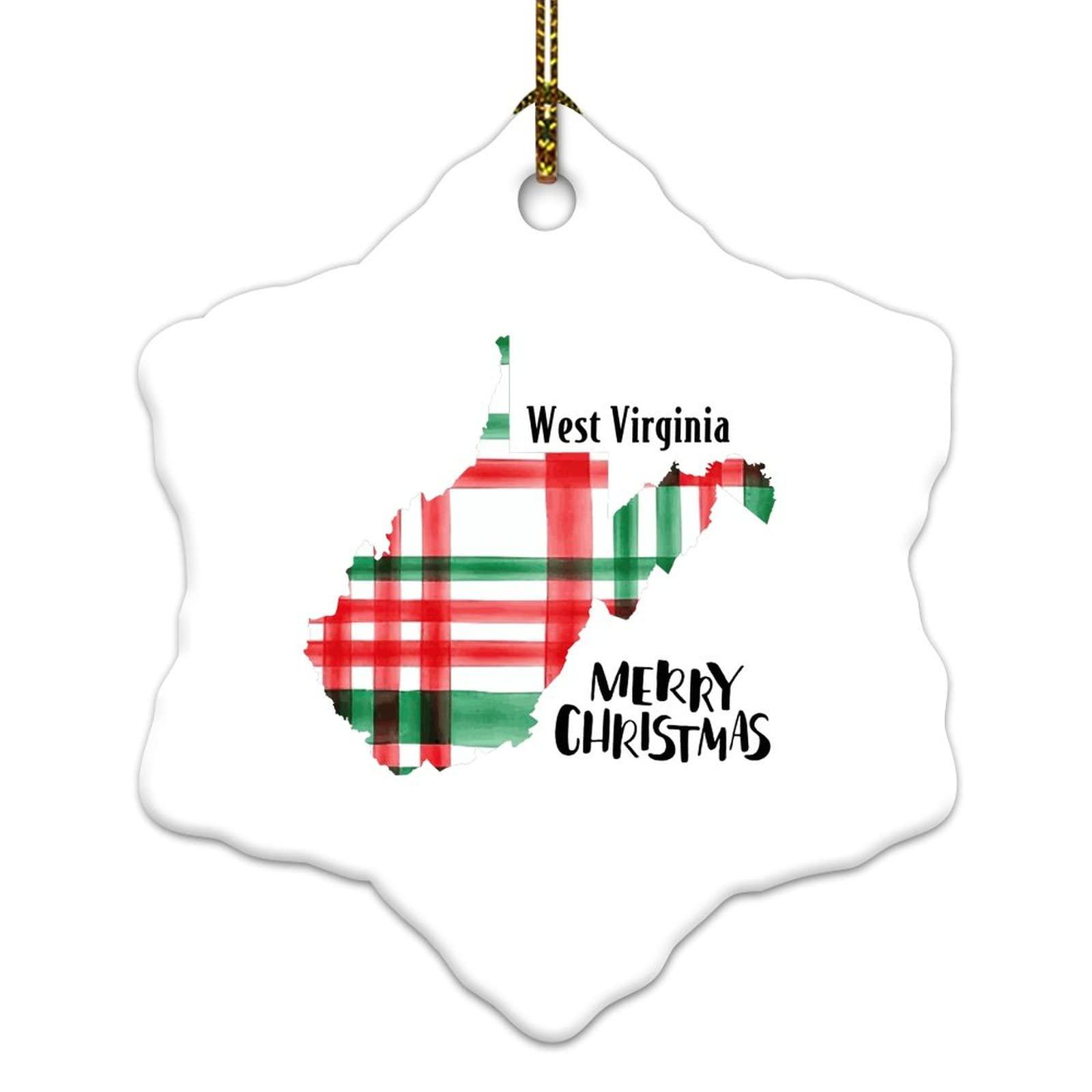 Mighun West Virginia Christmas Hexagon Ornament, West Virginia State Map Silhouette Merry Christmas Ornaments Hanging Keepsake for Him Her Christmas Hostess Long Distance
