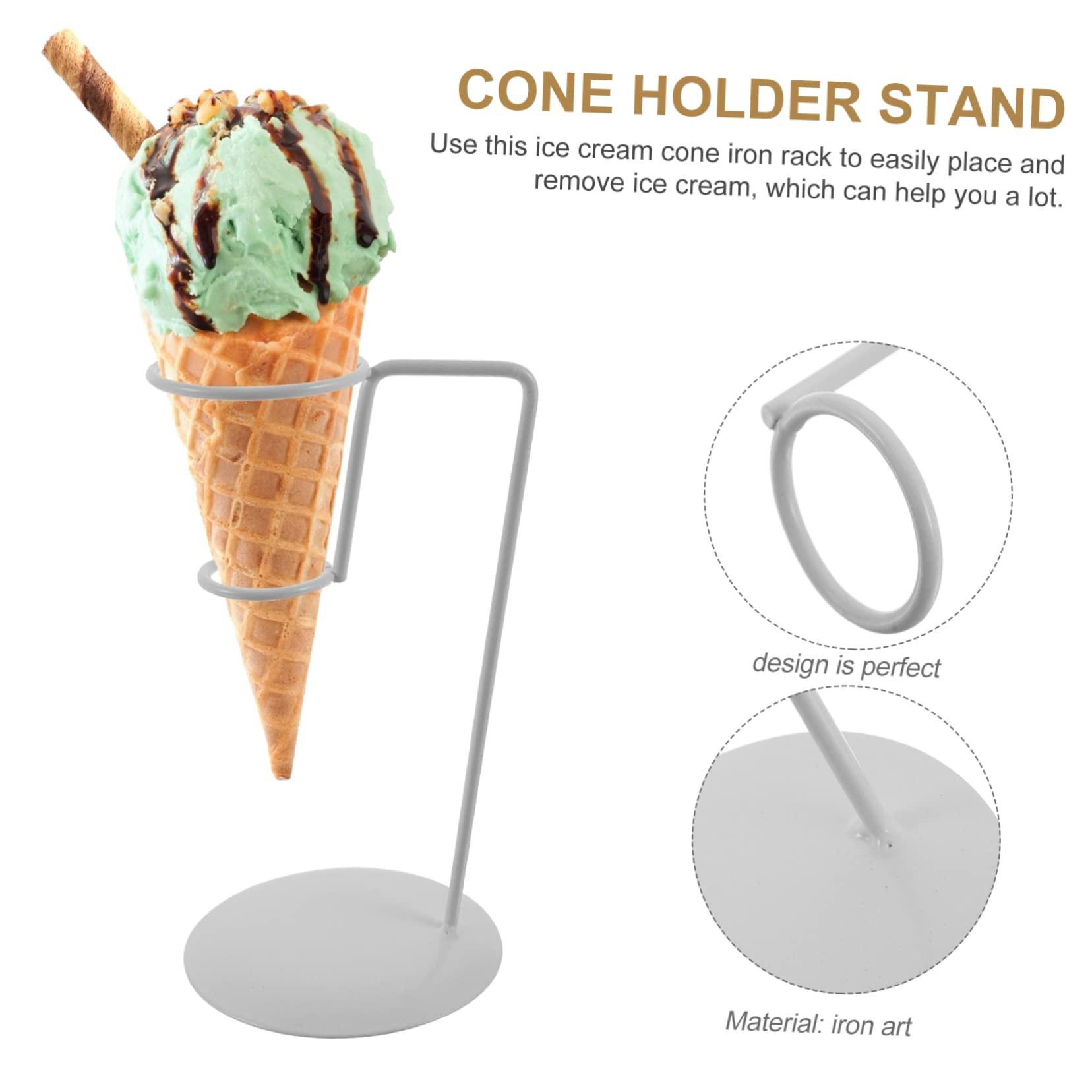 MUCKLILY MUCKLILY Ice Cream Stand Ice Cream Cone Holder Ice Cream Scooper French Fried Stand Cake Stand Lid Cookie Display Shelf Ice Cream Cone Muffin Cases Appetizer Cones Display Iron White