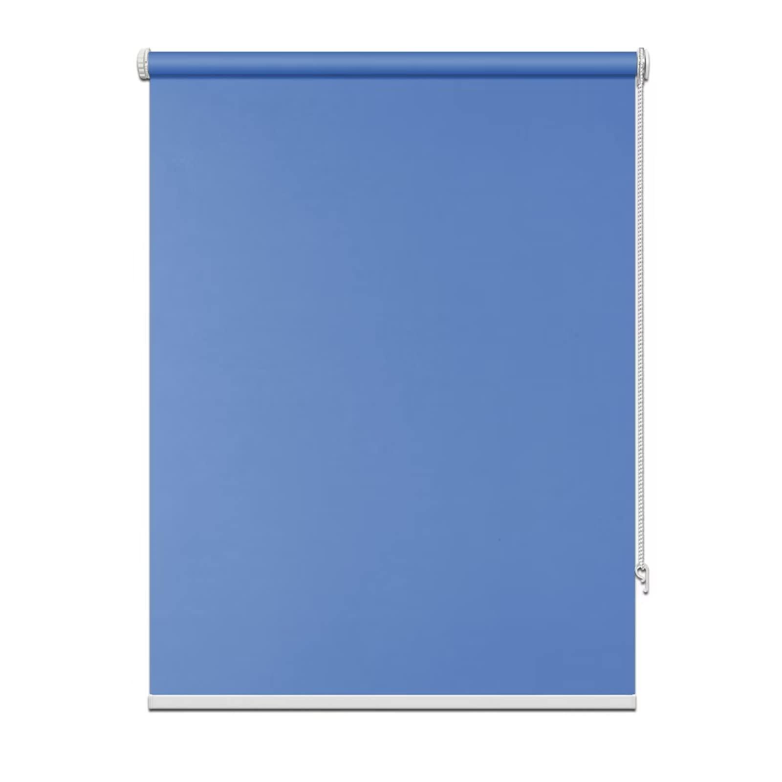 fhsblinds FHSBLINDS No Tool No Drill Blinds for Windows Roller Window Shades-Room Darkening Waterproof Blackout Custom Window Blinds & Shades for Home Kitchen Bedroom Office (Blue 100% Blackout, 50" W x 72" H)
