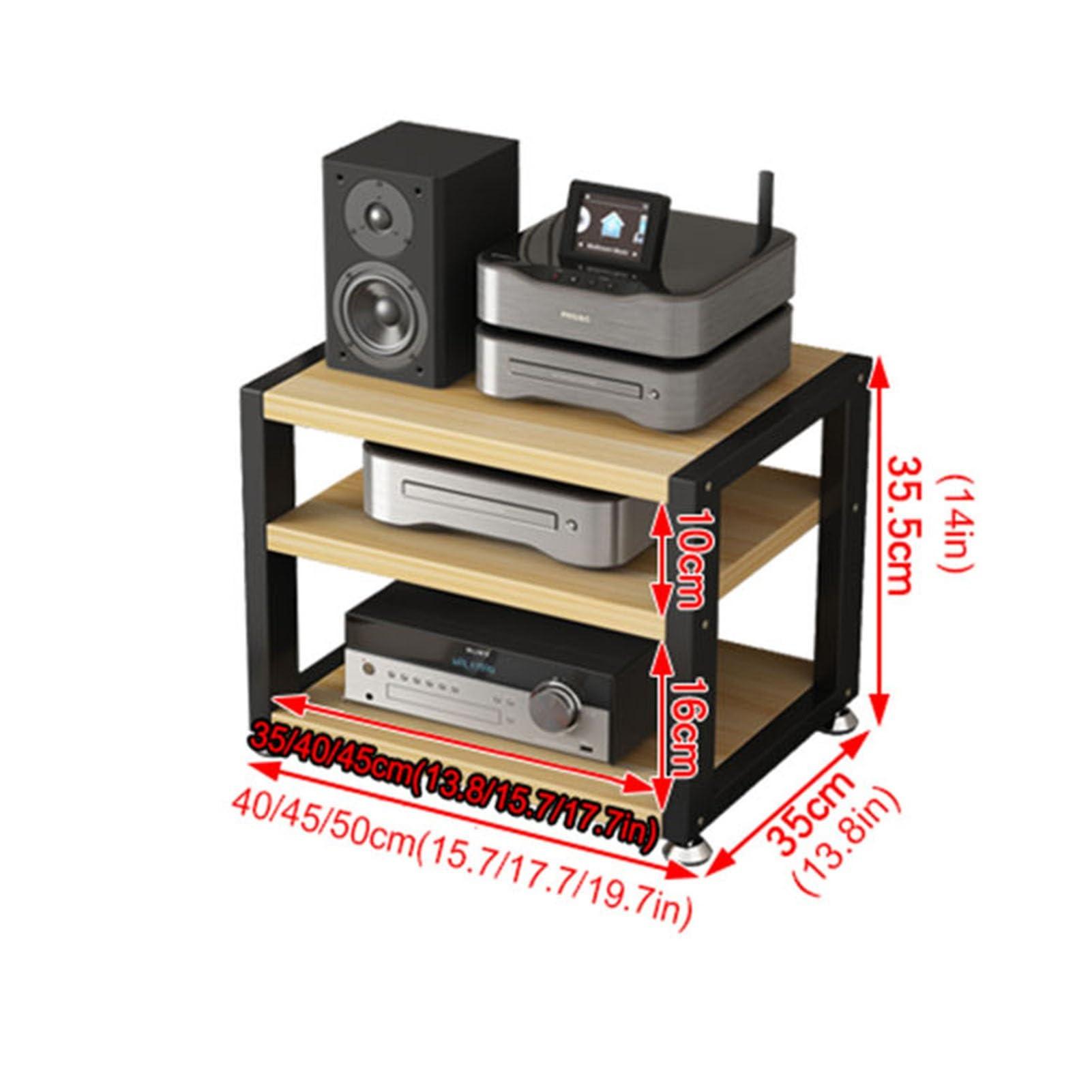SHYP Desktop TV Box Cabinet, 3-Tier Media Stand Audio Rack Stand Tower CD Player Stand Stereo Shelf Modern AV Component Cabinet with Wooden Shelves for Home/Office/Theater (Color : A, Size : 45x35x35.5cm