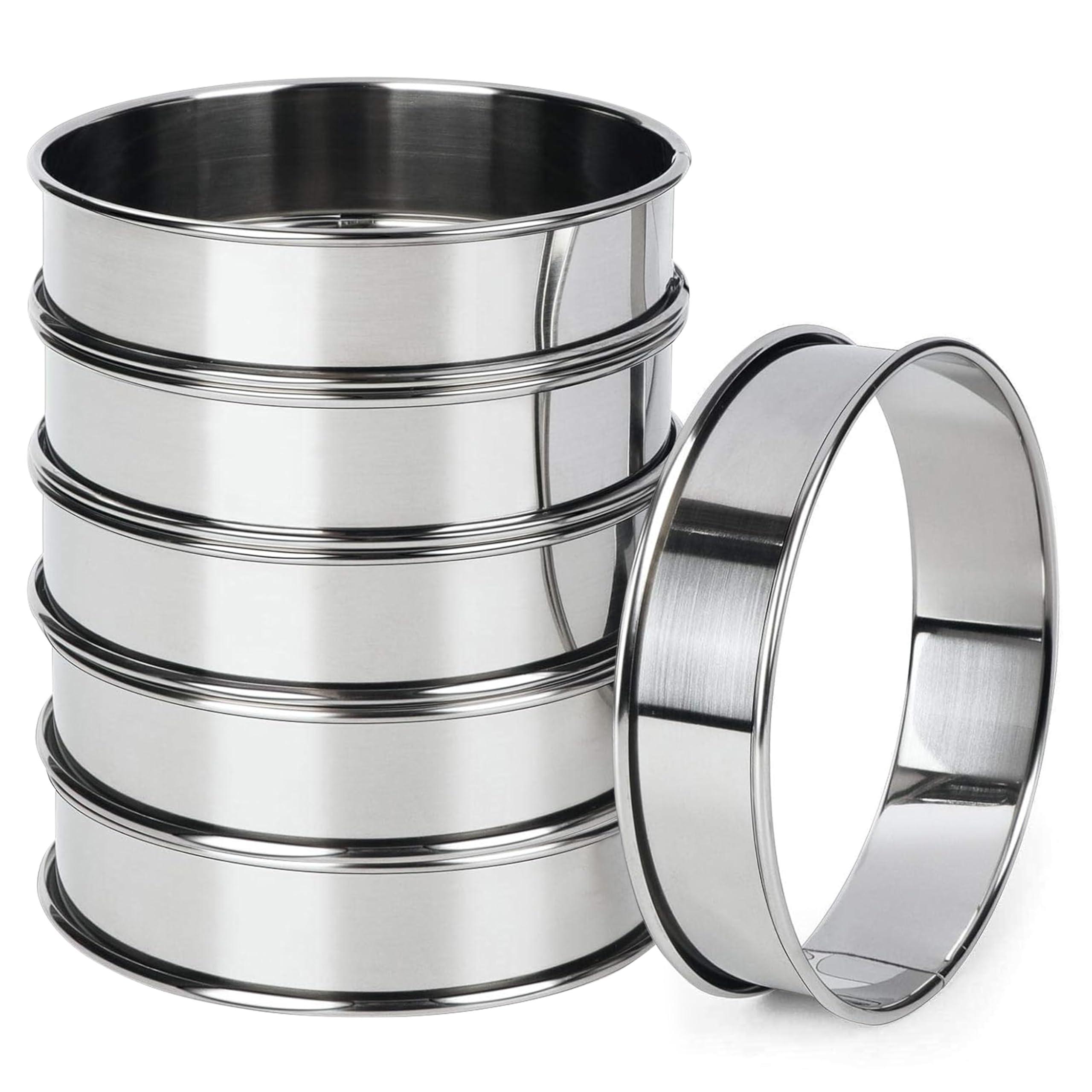Marsrut 6Pack Stainless Steel Double Rolled Muffin Rings - Deep & Nonstick Molds | Set of Durable Round Tin Hamburger Pan Rings for Baking and Cooking Crumpet, Tart, Cookies, English Dish Pastry (Size: 4inch)