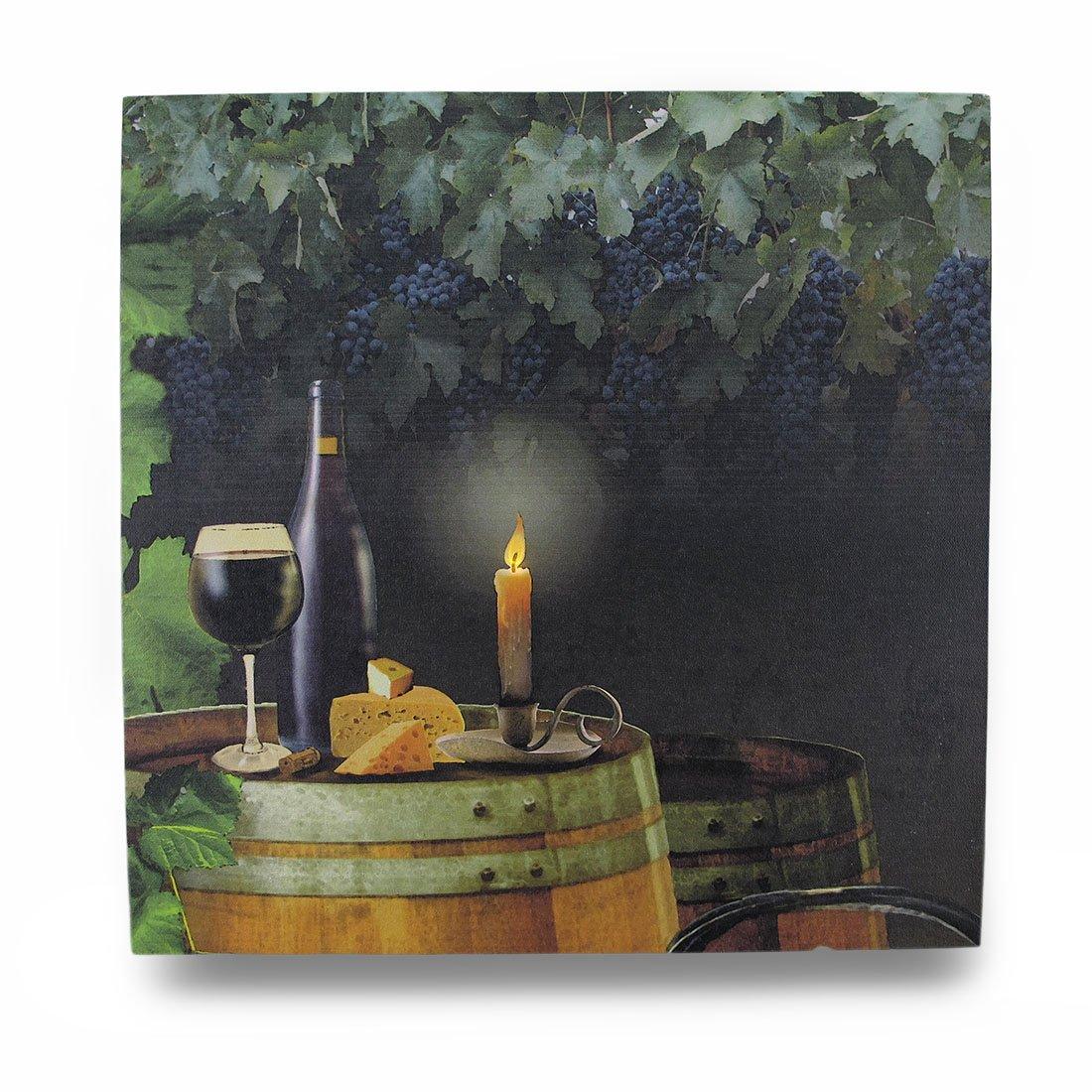 Zeckos Wine by Candle Light Lighted LED Canvas Wall Hanging
