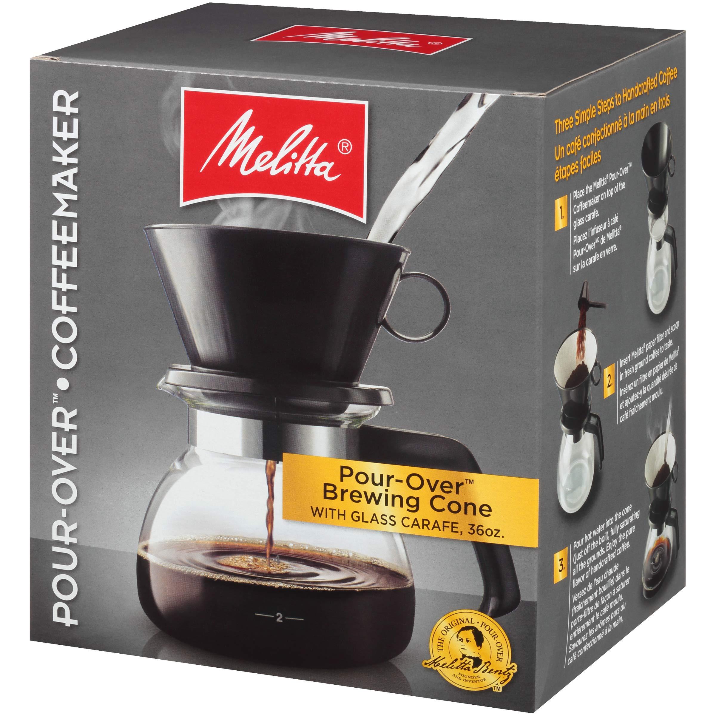 Melitta Melitta Pour-Over Coffee Brewer W/ Glass Carafe, Holds 6 - 6 Oz Cups, Black