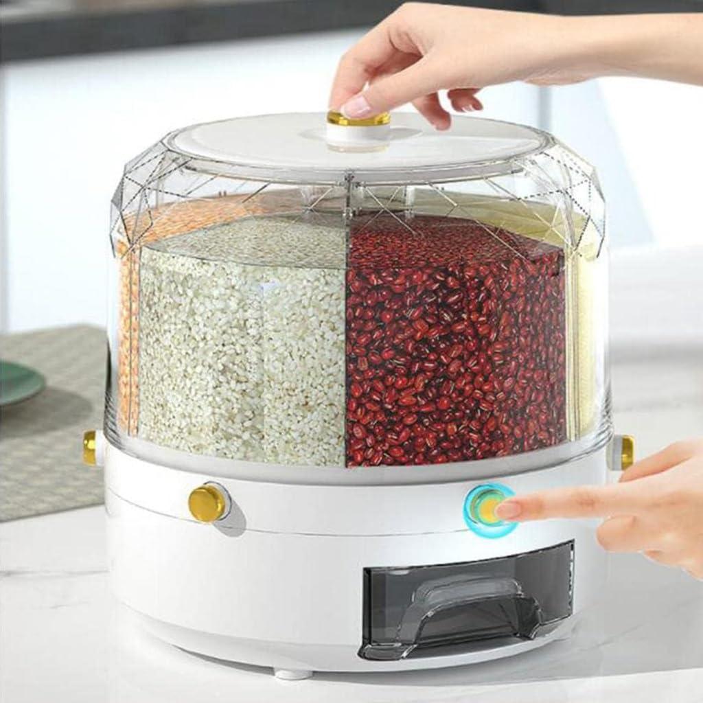 OTHZON OTHZON 360 Rotation Cereal Dispenser Lentil Dispenser, Rotating Grain Dispenser Storage-Large Capacity with 6 Compartments for Household, Kitchen Storage Container for All Beans, Barley, Millet