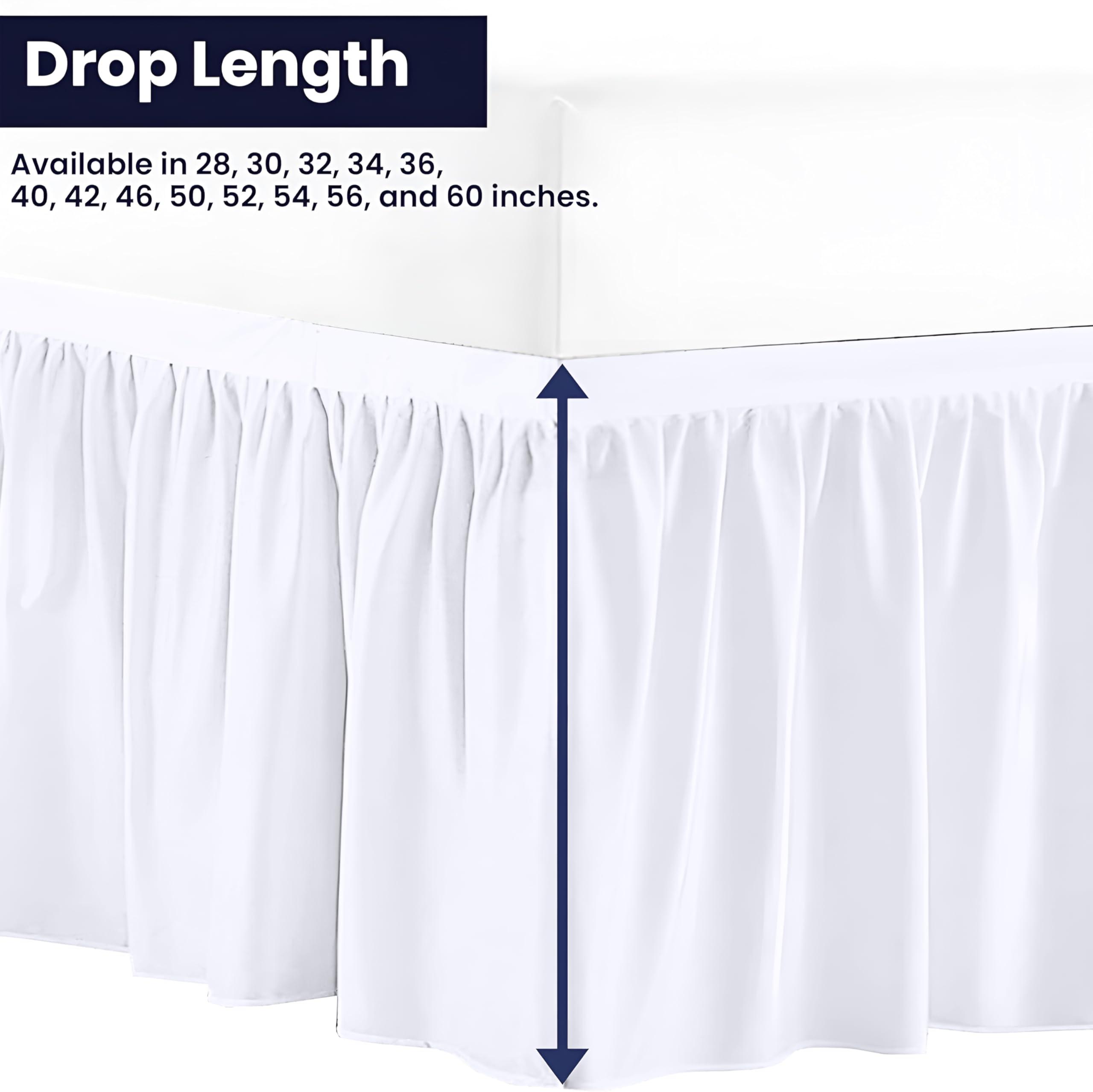 SGI bedding SGI bedding Dorm Bed Skirt Full XL 40 Inch Drop Length - White, Ruffled Pattern College Dorm Room Bed Skirts - Split Corner, Easy Care, Wrinkle Free 1800 Series Microfiber Bed Skirt