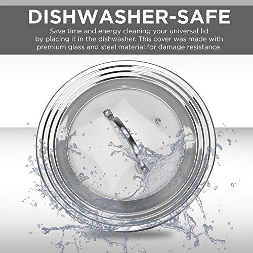 Modern Innovations Modern Innovations Universal Lid with Tempered Glass Top for Pots & Pans, Fits 8.25, 9, 10, 11, and 12 Inch Cookware - Large Replacement Frying Pan Cover, Cast Iron Skillet Lids - Stainless Steel