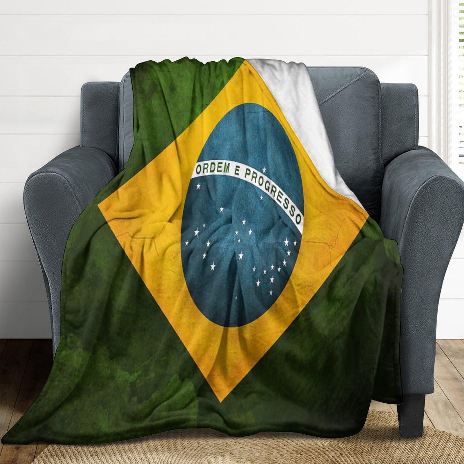 Fattyeery Weighted Blanket B-razil Flag Throw Blankets Cozy Soft King Size Nap All Season 70\"x80\"