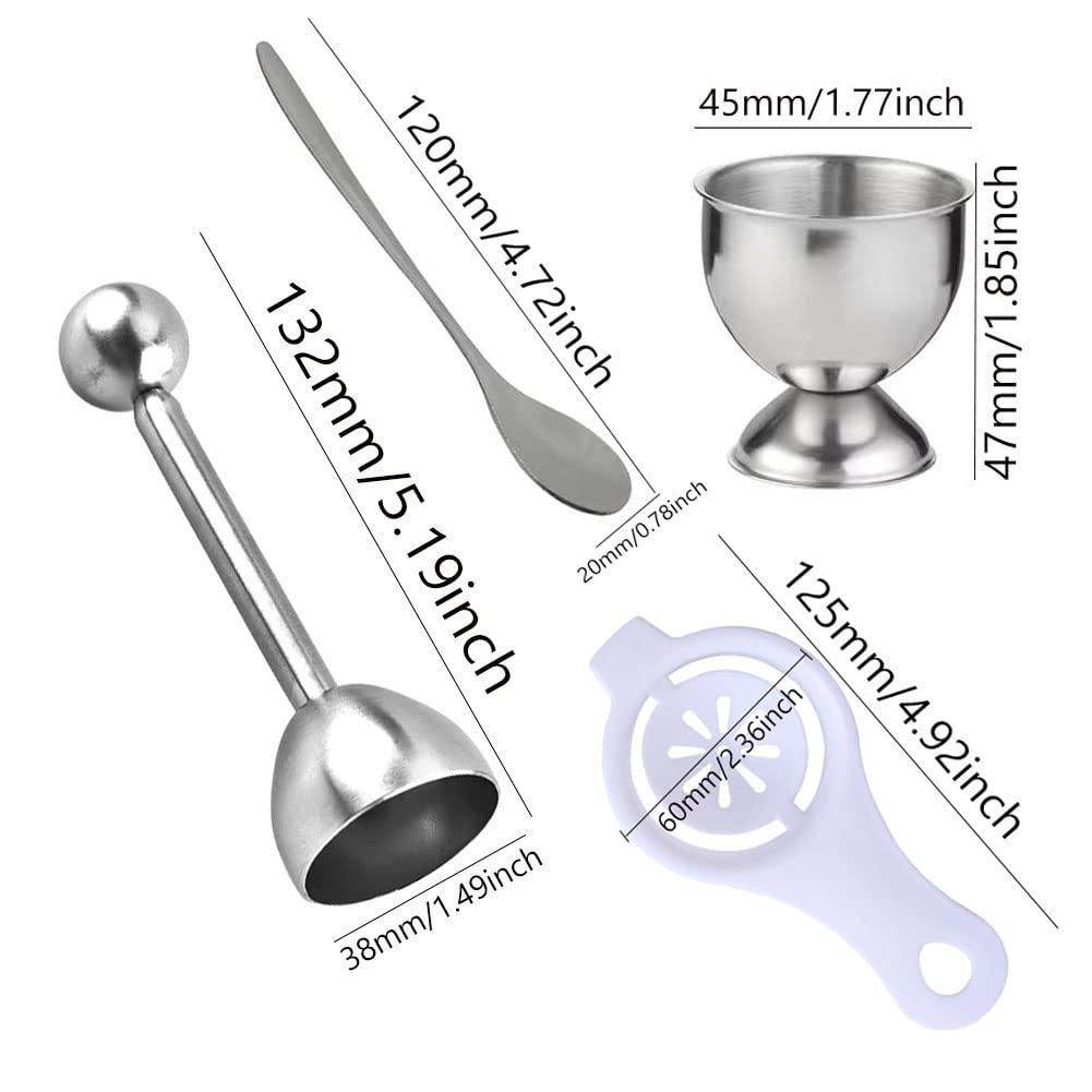 brandname Egg Cracker Topper Set for Soft Boiled Eggs Includes 1 Stainless Steel Egg Topper 6 Egg holder cups 6 Egg Spoons 1 Egg Timer 1 Egg Yolk Separator