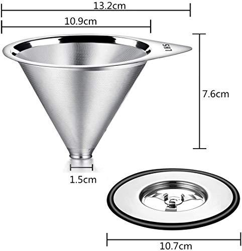 LHS LHS Pour Over Coffee Dripper Stainless Steel Coffee Filter Metal Cone Filter Paperless Reusable Coffee Filter Single Cup Coffee Maker 1-2 Cup With Non-slip Cup Stand and Cleaning Brush