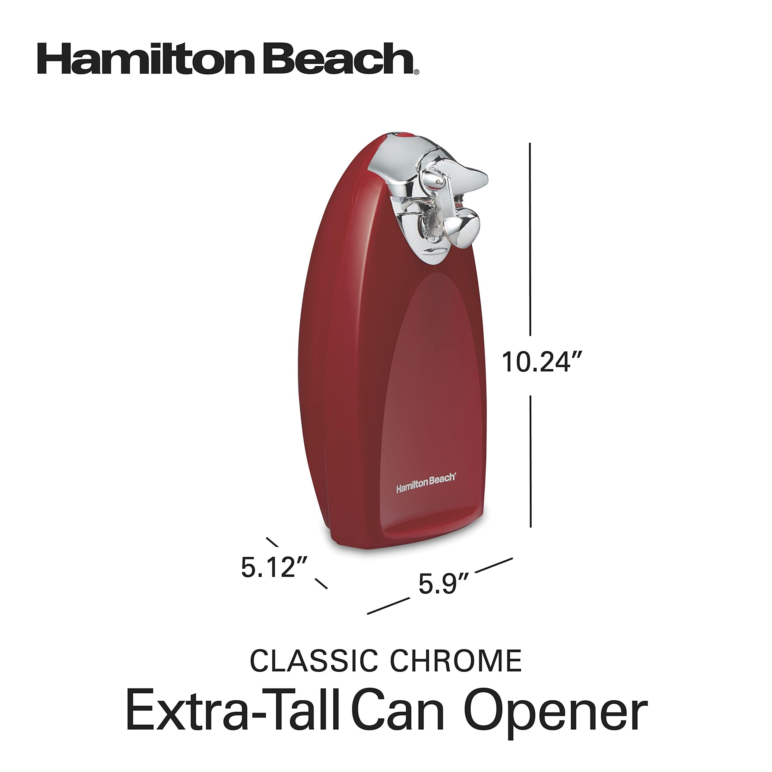 Hamilton Beach Hamilton Beach Electric Automatic Can Opener with Auto Shutoff, Knife Sharpener, Cord Storage, and SureCut Patented Technology, Extra-Tall, Red