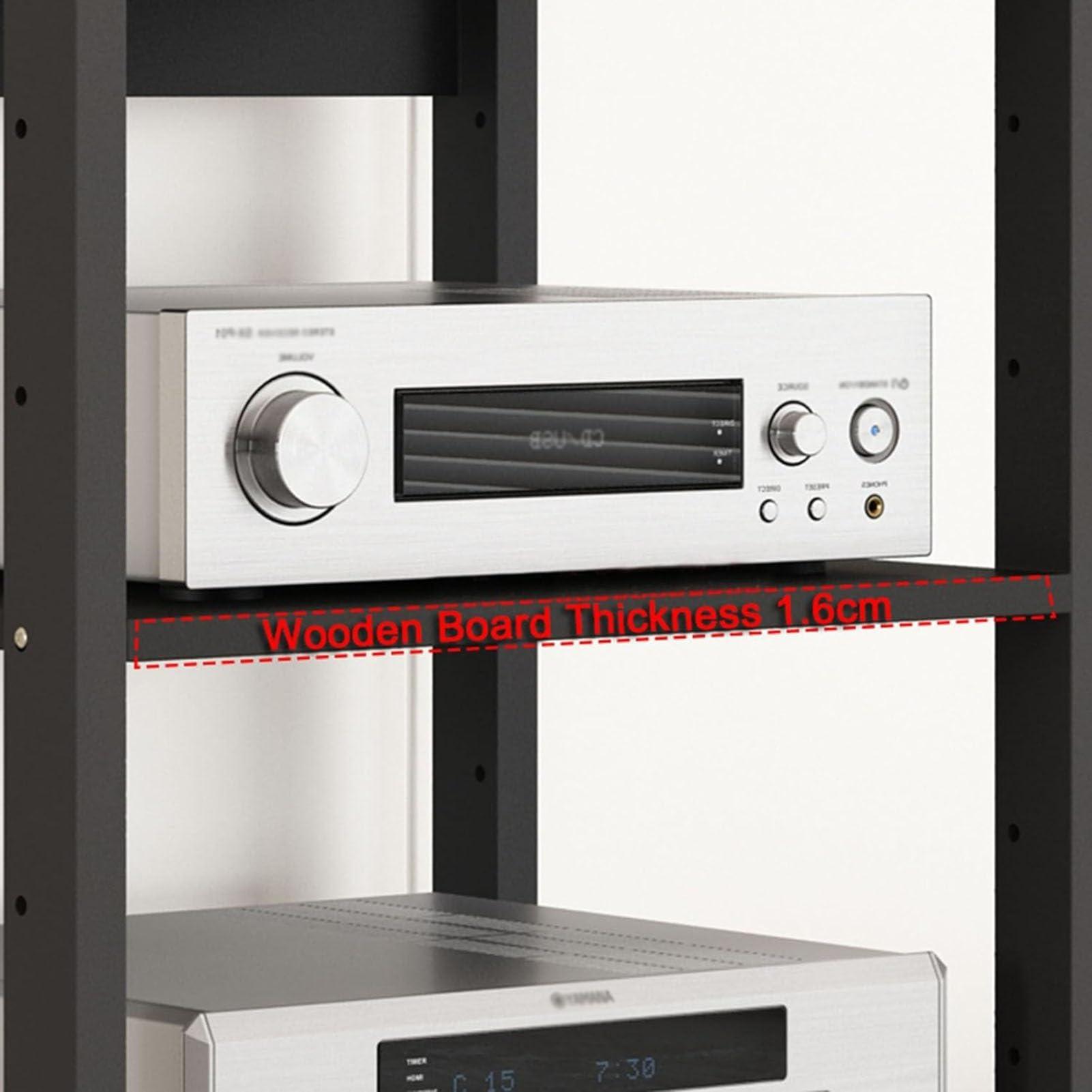 HOFSSI HOFSSI Movable 7 Shelves Audio Video Media Stand Cabinet with Height Adjustable Wooden Shelf Modern AV Cabinet, Entertainment Stereo Component Storage(Size : 50x40x131cm)