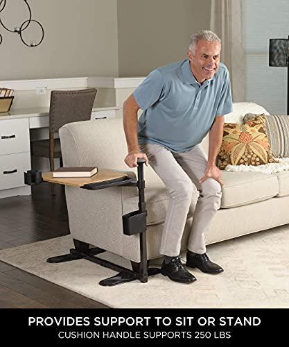 Signature Life Signature Life Independence Tray Table, Bamboo Swivel TV Tray, Adjustable Laptop Table with Ergonomic Stand Assist Safety Handle, Independent Living Aid