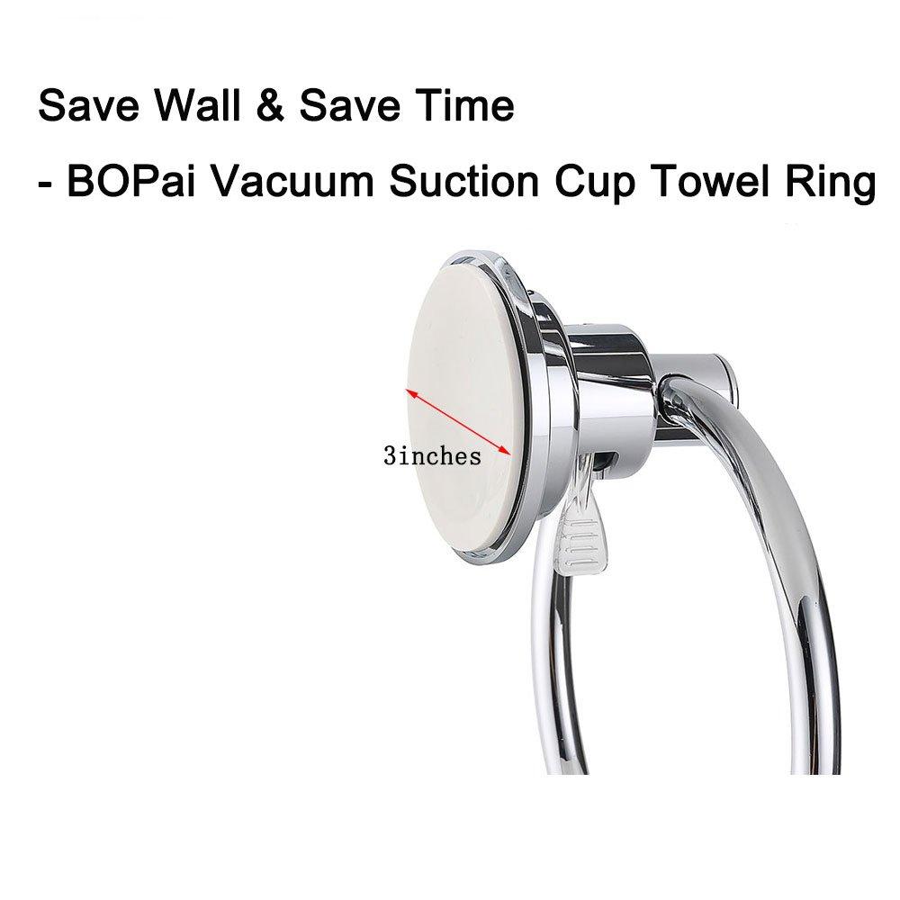 BOPai BOPai Drill Free Powerful Vacuum Suction Cup Towel Ring Shower Washcloth Hand Towel Round Holder