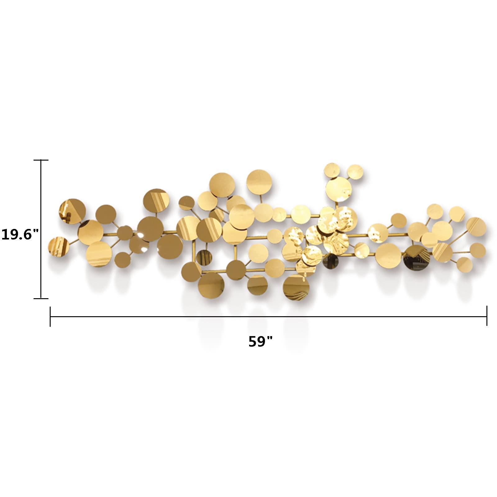 YUDACHU YUDACHU Metal Wall Art Gold Wall Decor for Living Room, Modern Geometric Wall Art Decor 59" 19.6" Large Luxury 3D Wall Accents for Bedroom, Dining Room, Wall Decorations Wall Sculptures