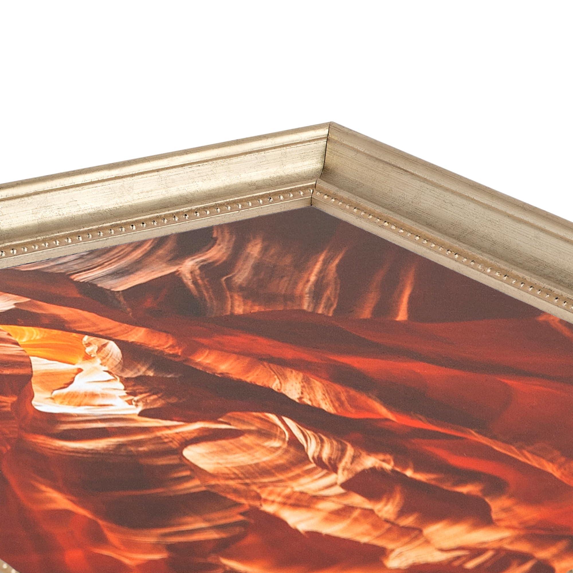 ArtToFrames ArtToFrames 18x27 Inch Silver Picture Frame, This 1.50 Inch Custom Wood Poster Frame is Aged White Gold - Comes with Economy Acrylic and Corrugated Backing (2WOMD8808-18x27)