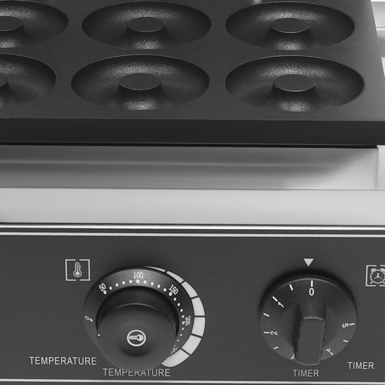 WBGANG 1550W Donut Maker Machine For Home Commercial Waffle Maker,Mini Donut Maker Machine Commercial 6 Holes Electric Doughnut Maker Waffle, Donut Bake Machinenon-Stick Time&Temp Control Double-Side Hea