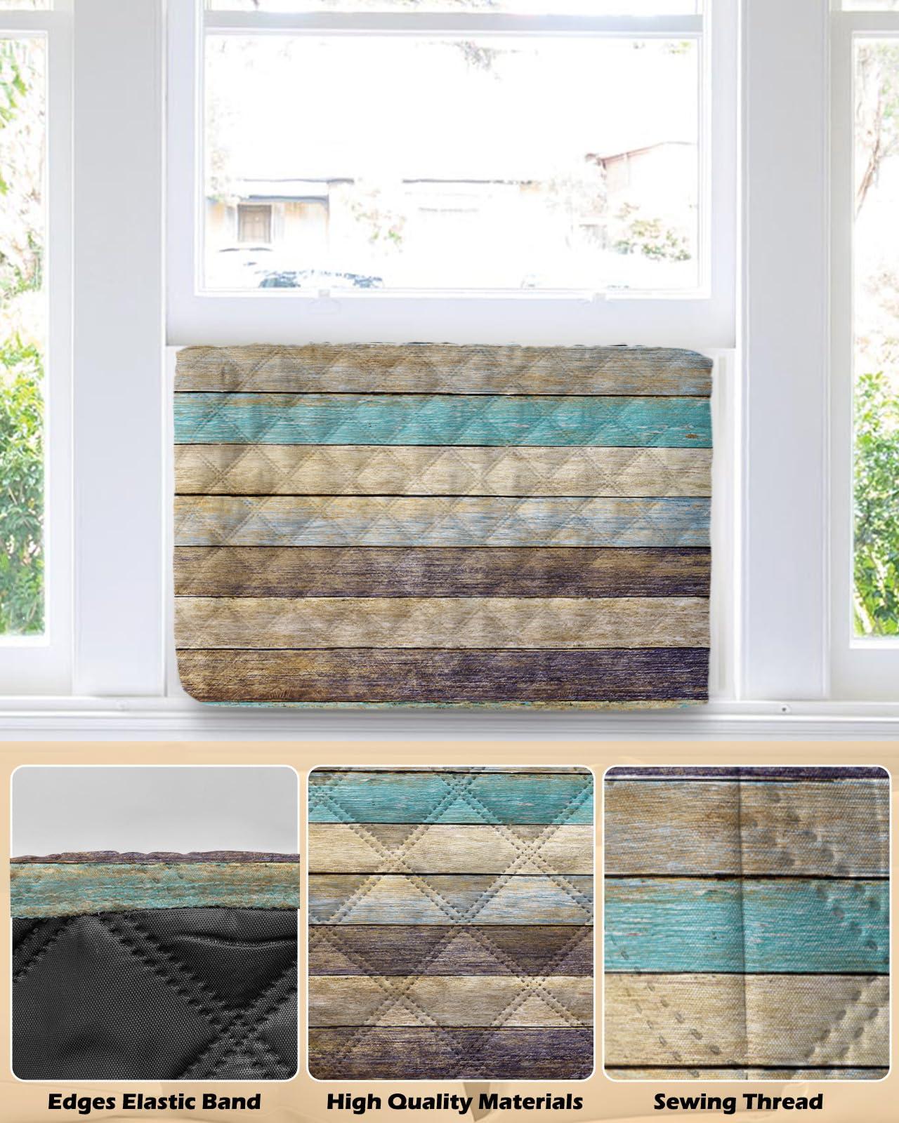 Rocking Giraffee Air Conditioner Cover AC Cover Rustic Wooden Texture Indoor Window Air Conditioner Covers Adjustable AC Covers for Inside Double Insulation 21x15x3.5 Inch