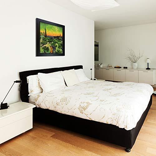 overstockArt overstockArt Landscape with Couple Walking and Crescent Moon by Van Gogh Canvas with New Age Wood Frame, Black Finish